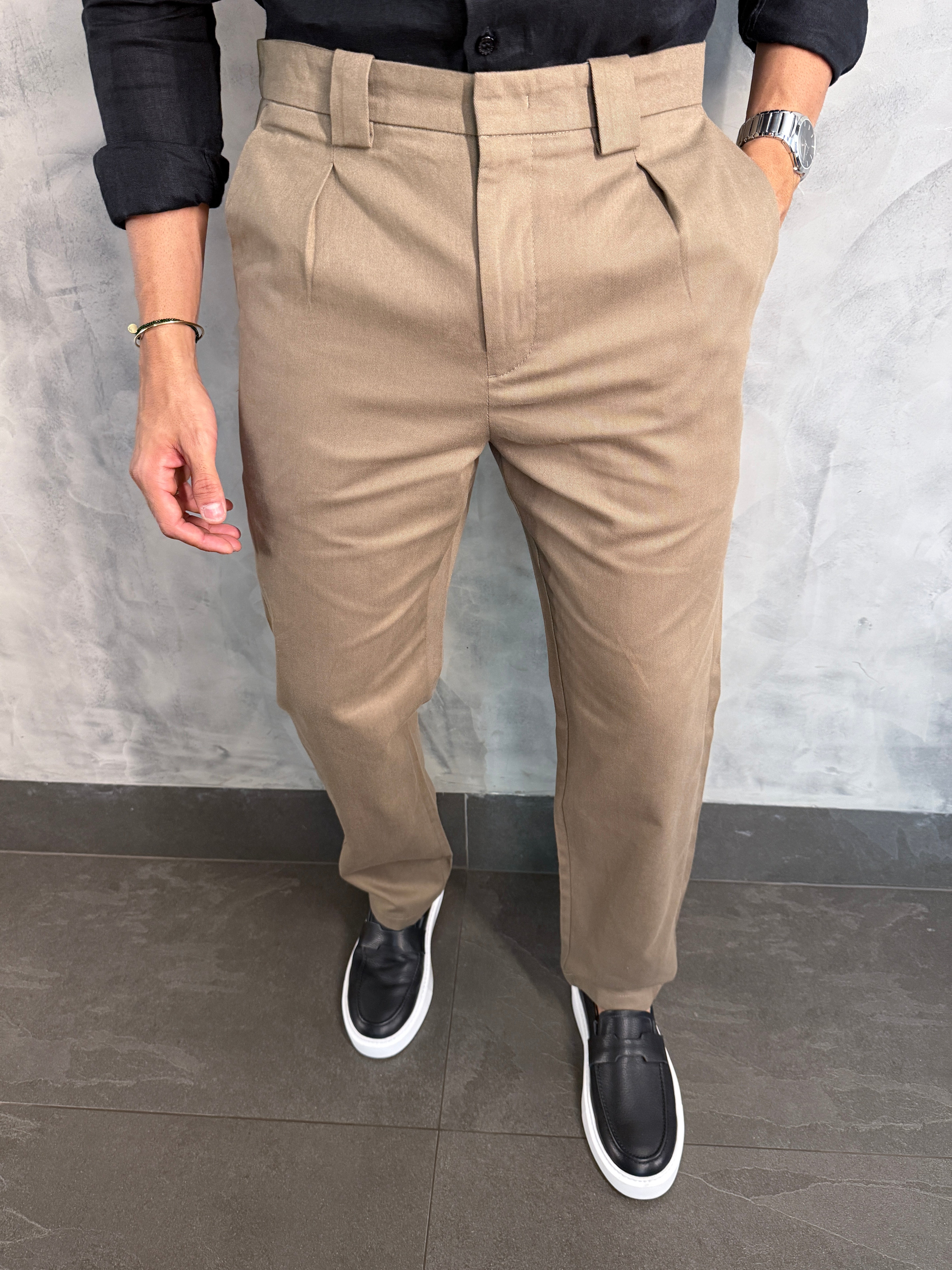 CALÇA ALF. CHICAGO RETA PONTO H MARROM