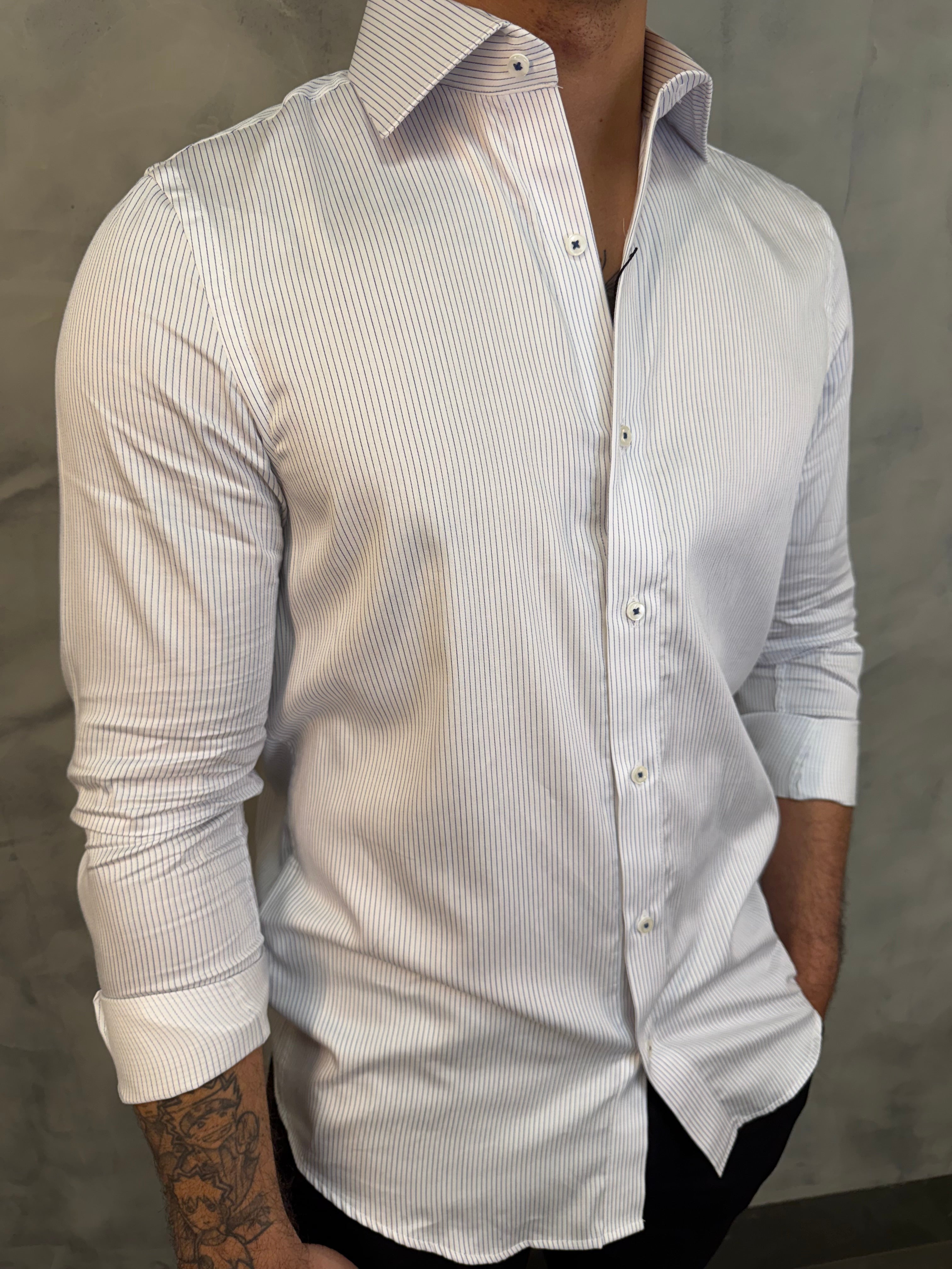 CAMISA M/L RIVIERA LISTRAS ARMIATHO AZUL