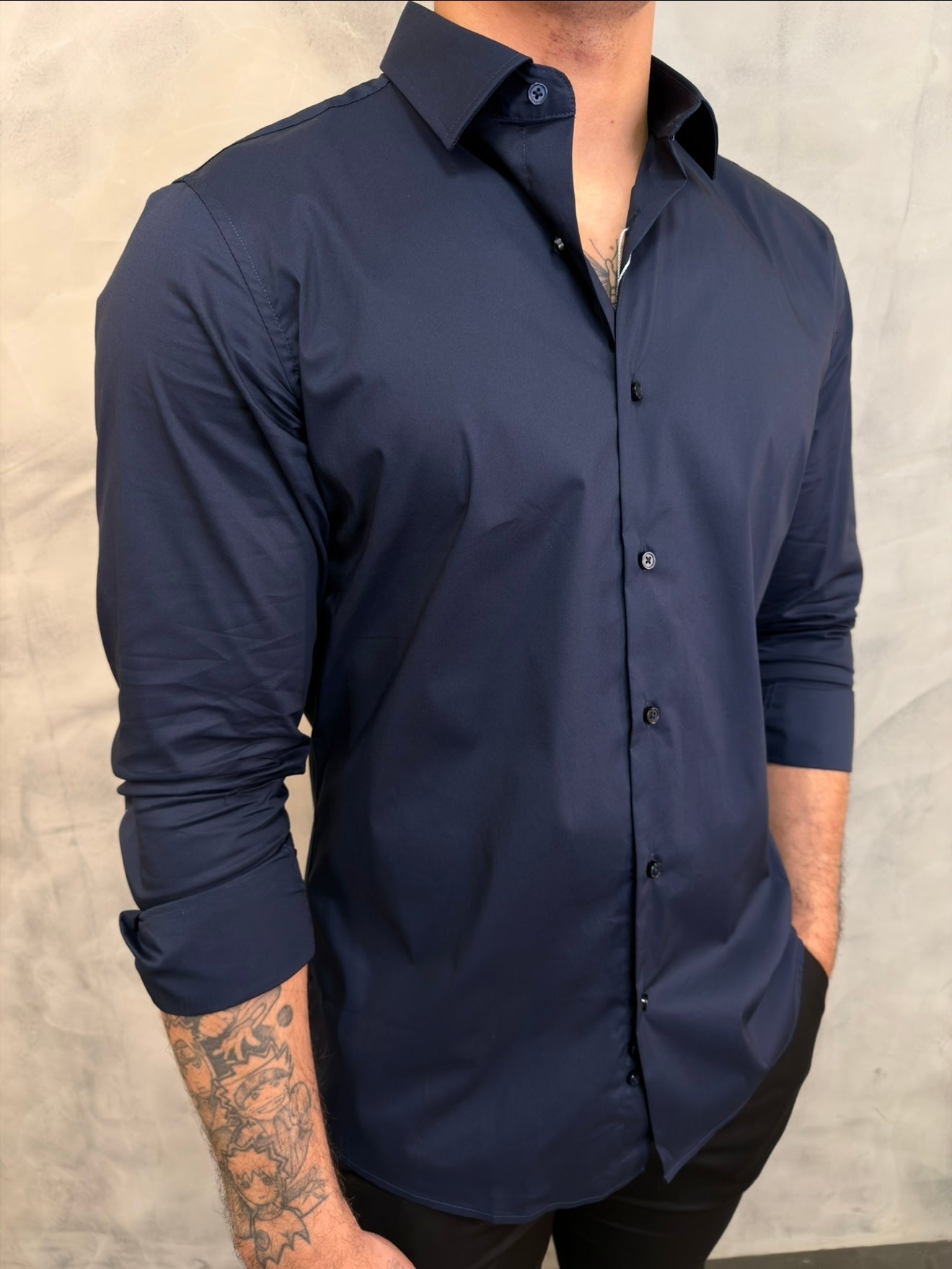 CAMISA M/L ALGODÃO TECH ZAFFERANO MARINHO