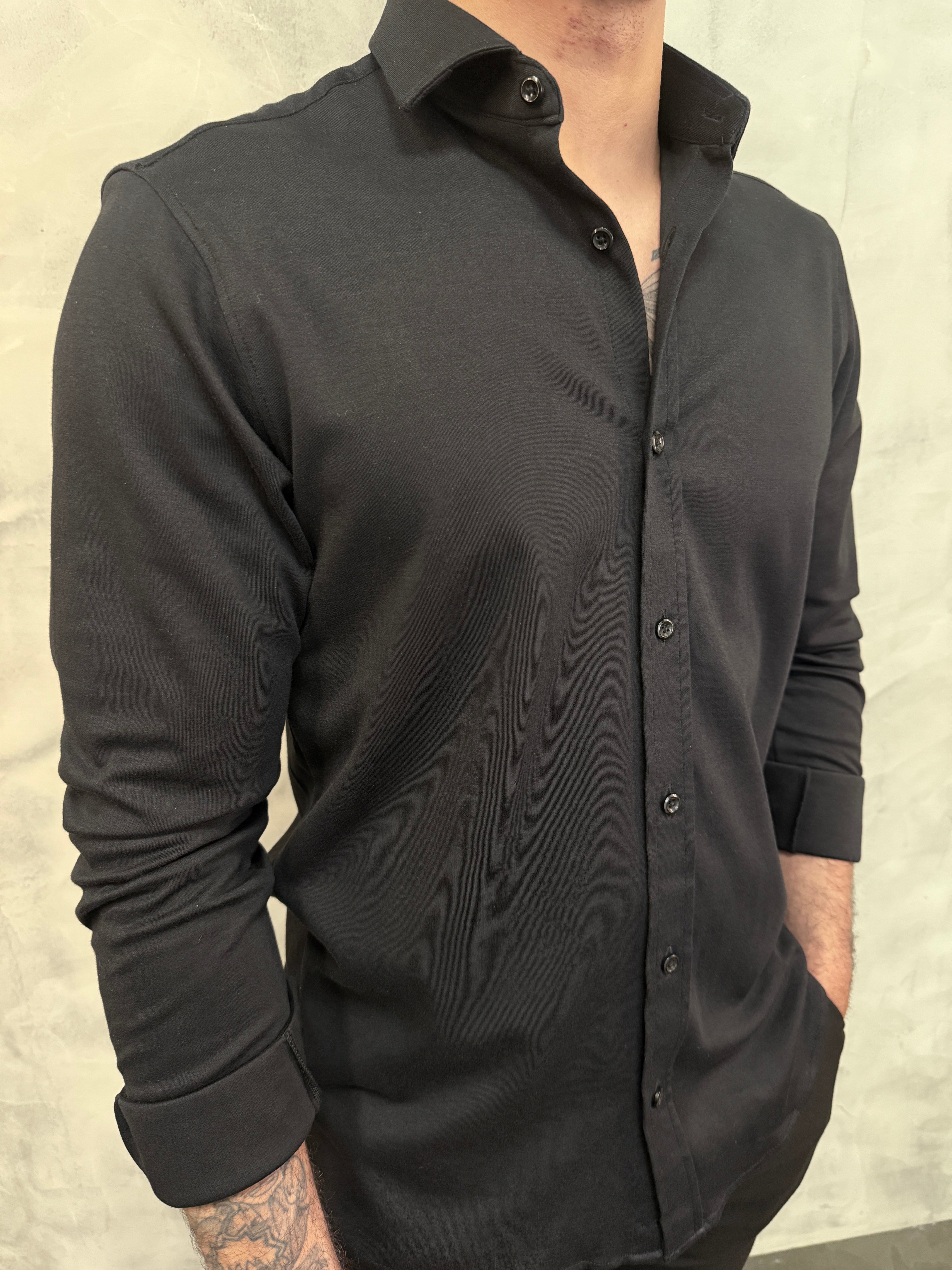 CAMISA M/L ALGODÃO PIMA PONTO H PRETO