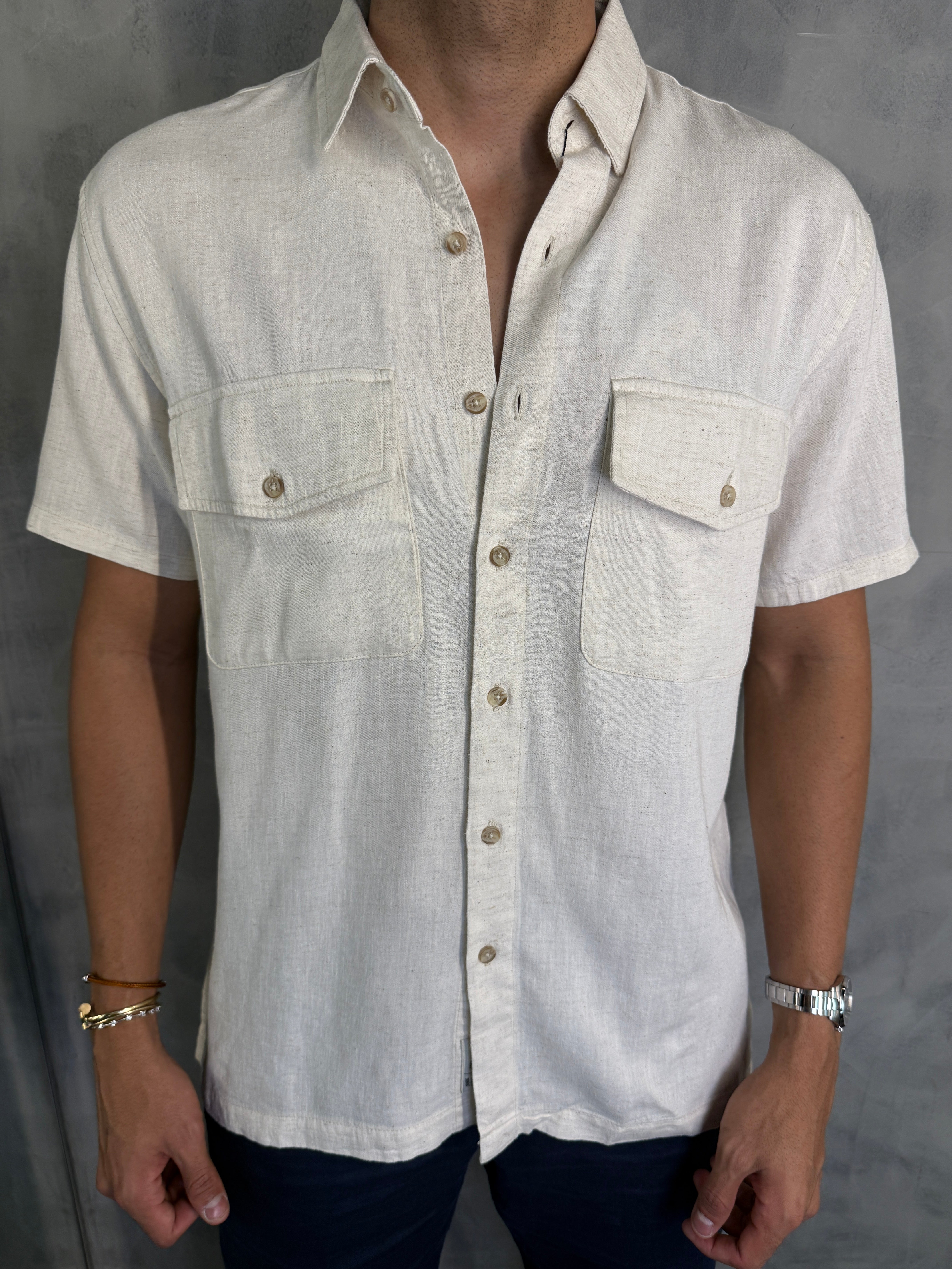 CAMISA M/C OVERSHIRT LIOCEL LINHO KINGEJOE NATURAL