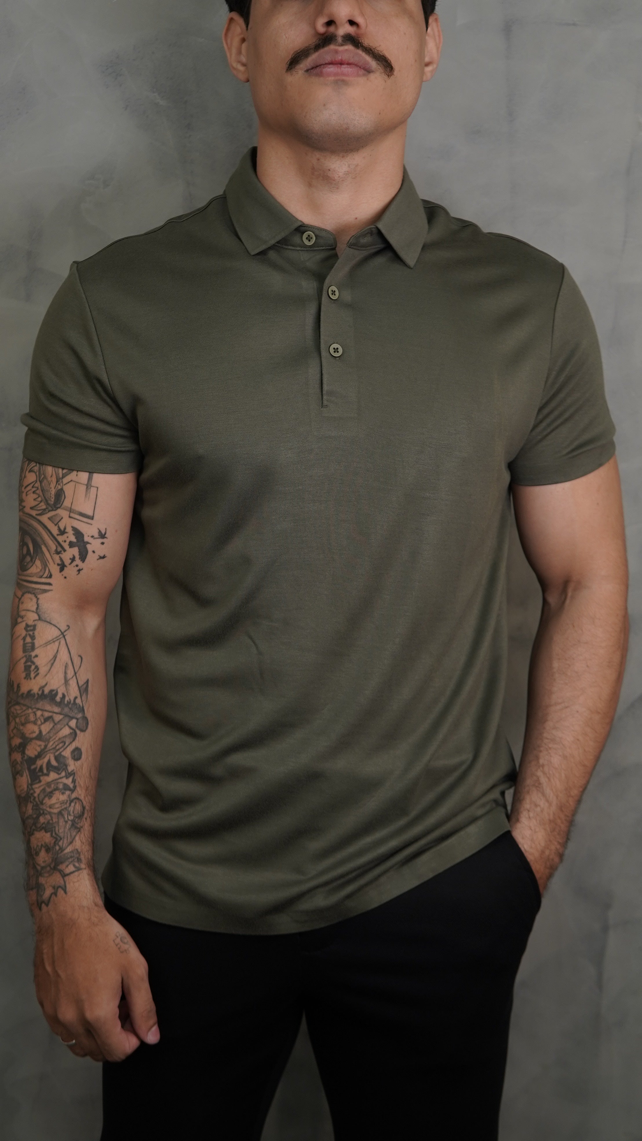 POLO ALGODÃO TECH PONTO H VERDE MILITAR