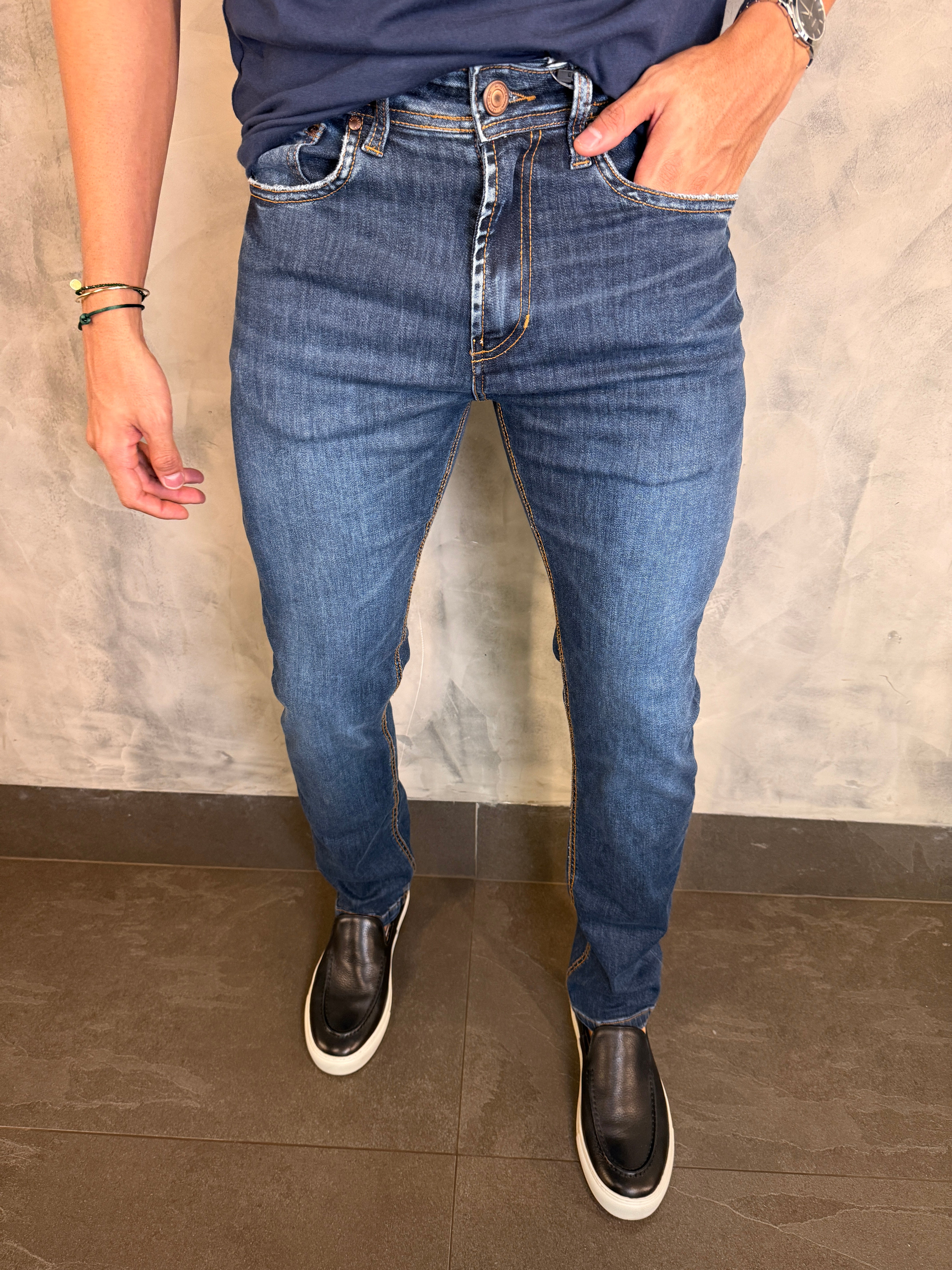 CALÇA JEANS SLIM TRIPLE DRY PONTO H BLUE BLACK