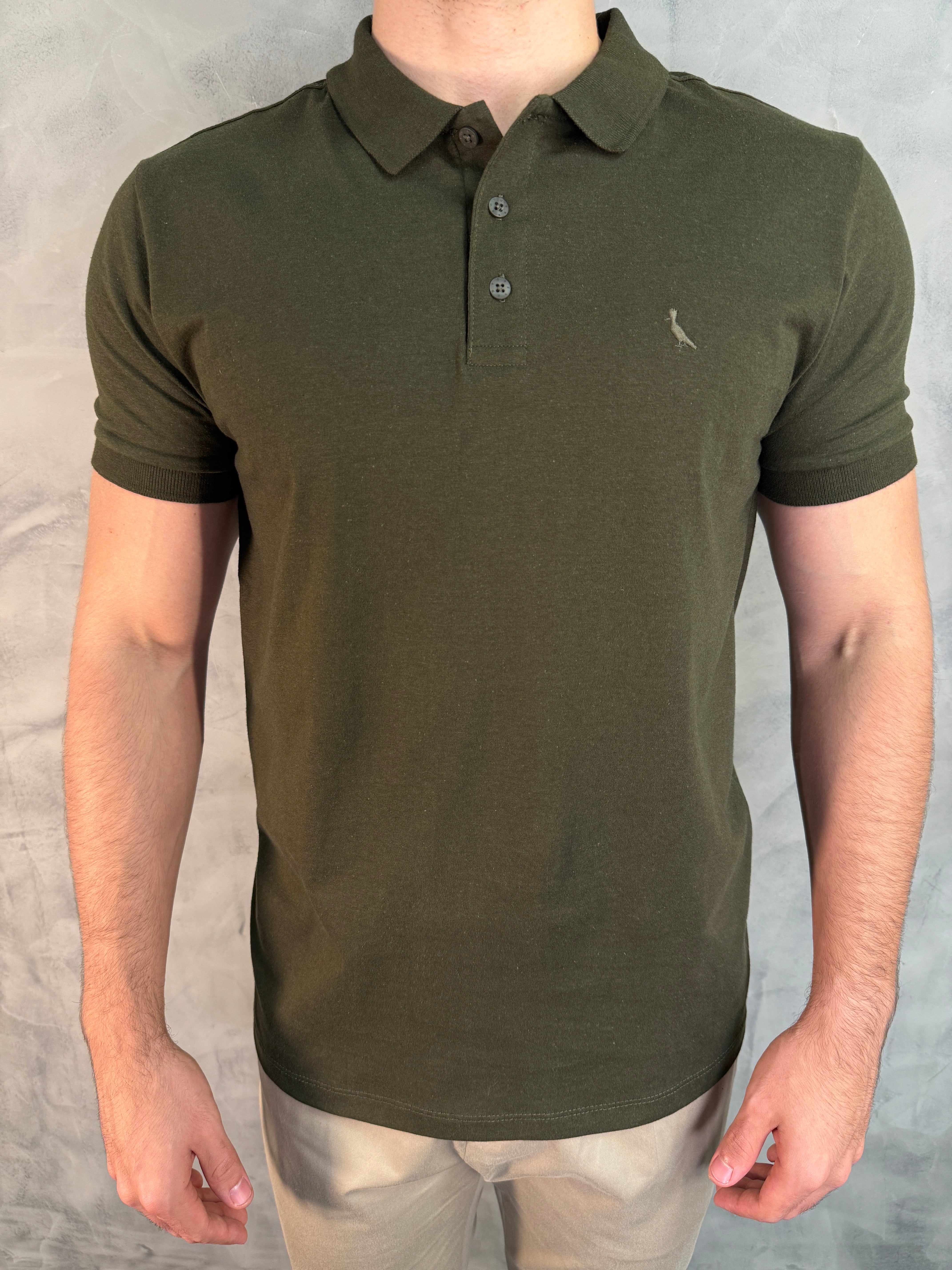 POLO SLIM MESCLA COLOR RESERVA VERDE MUSGO
