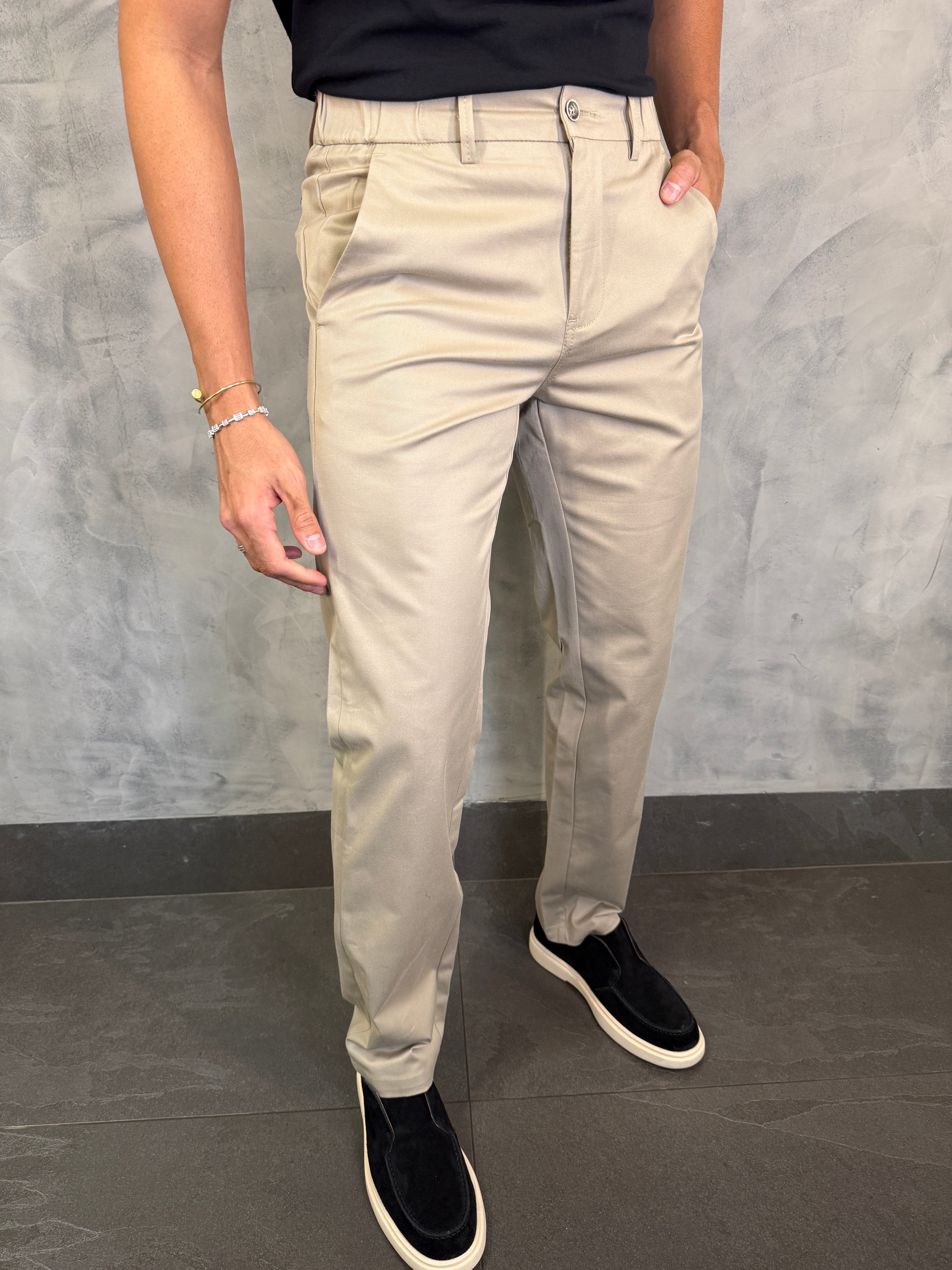 CALÇA SARJA CASUAL STRETCHC CINTURA ELÁSTICA PONTO H