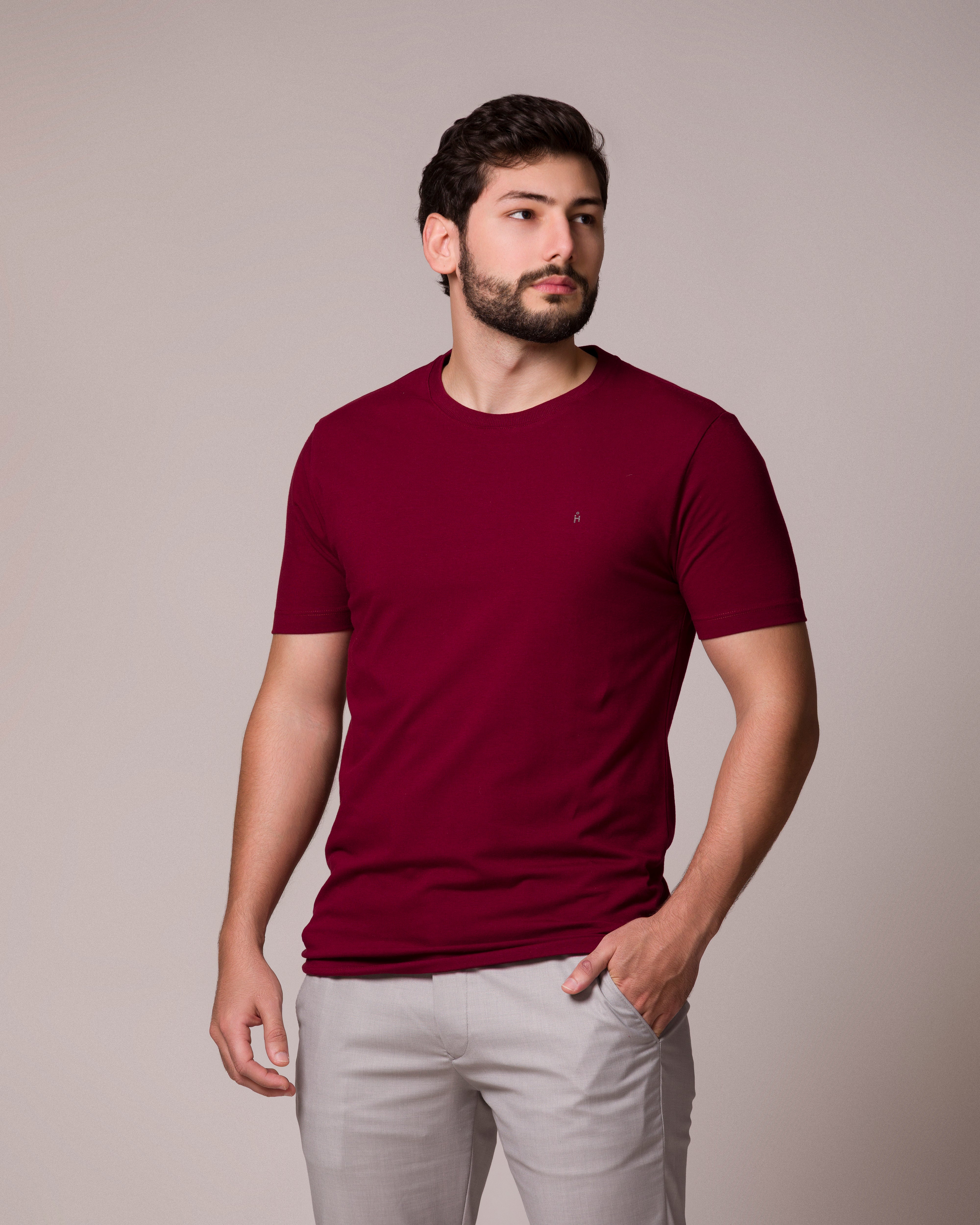 CAMISETA BASICA PONTO H MARSALA