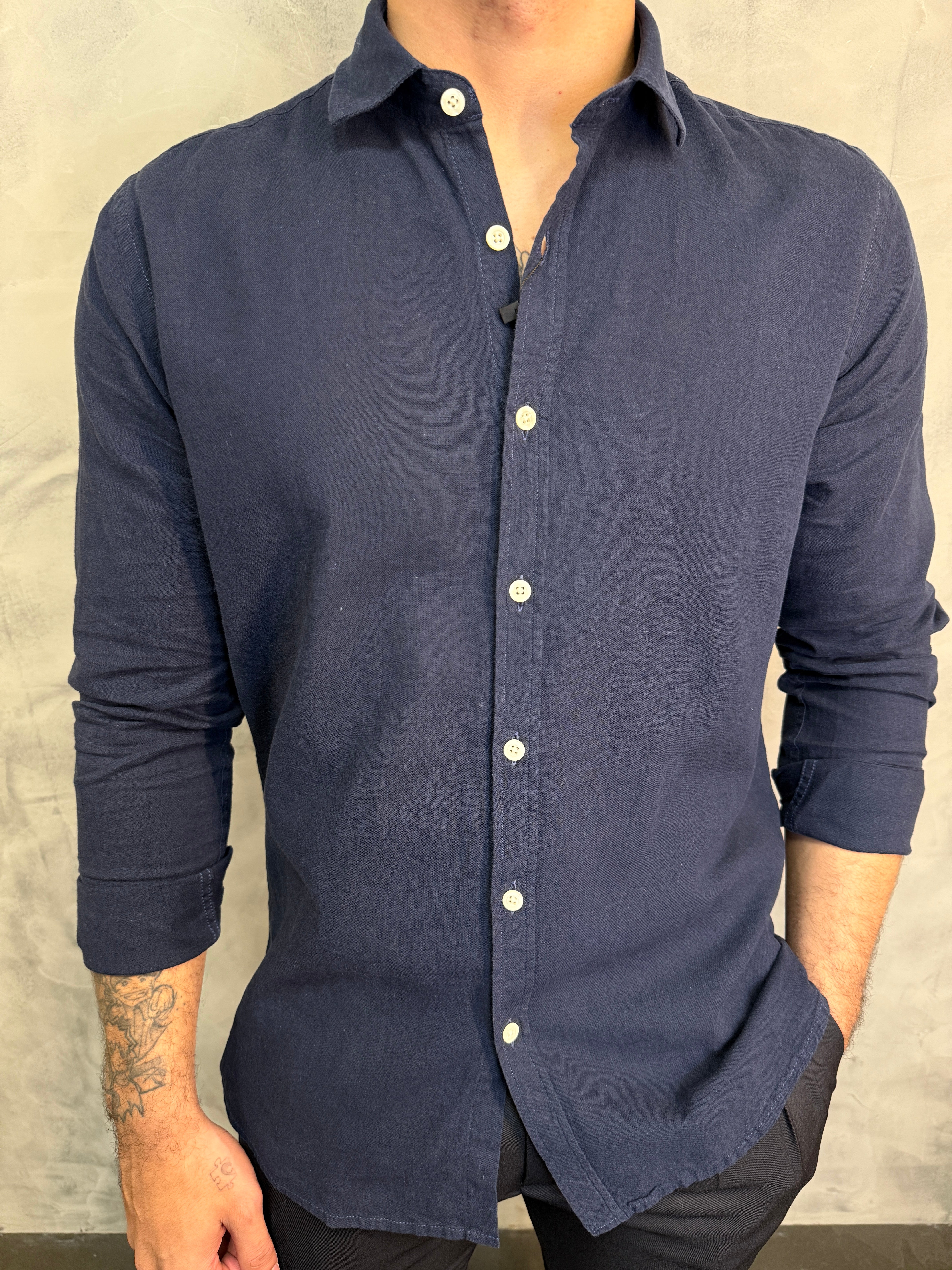 CAMISA M/L TIM MAIA PONTO H MARINHO