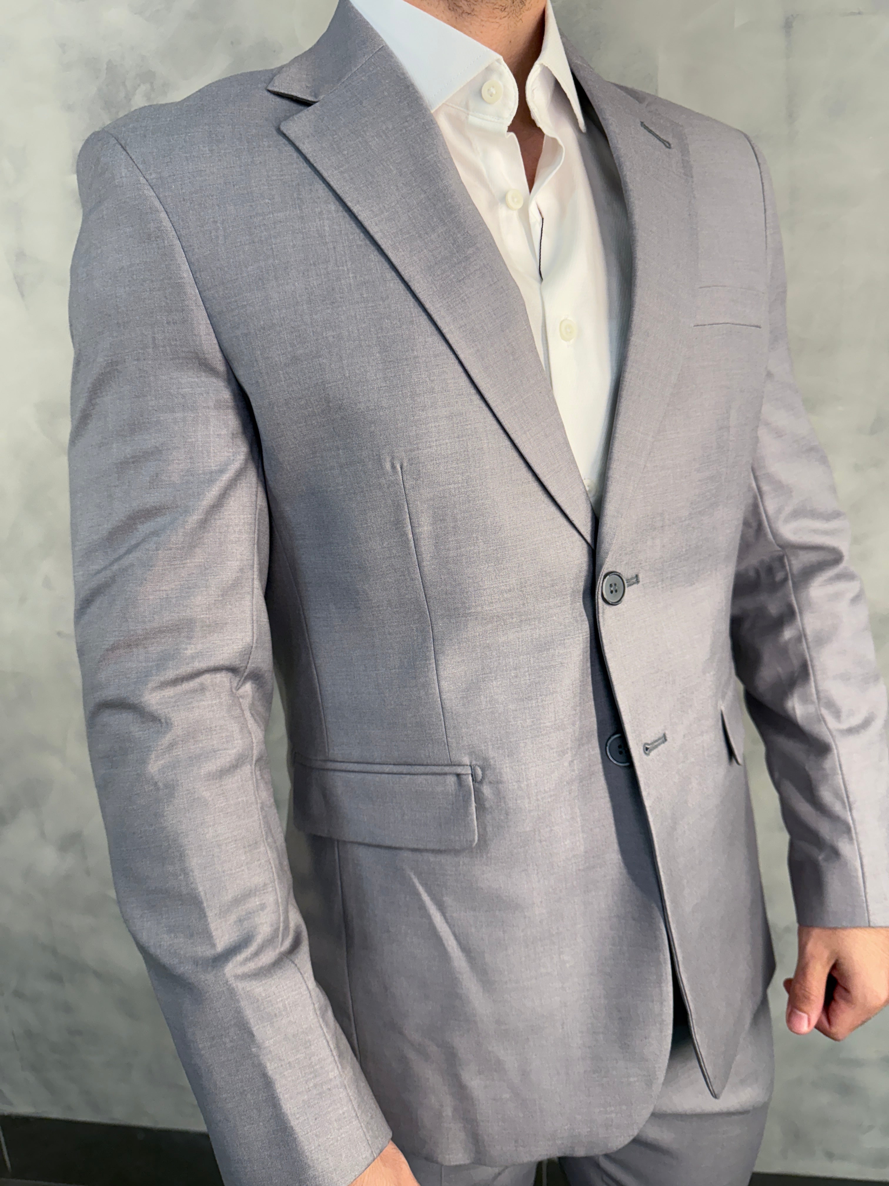 TRAJE SLIM LAPELA LARGA FATIOTA CINZA