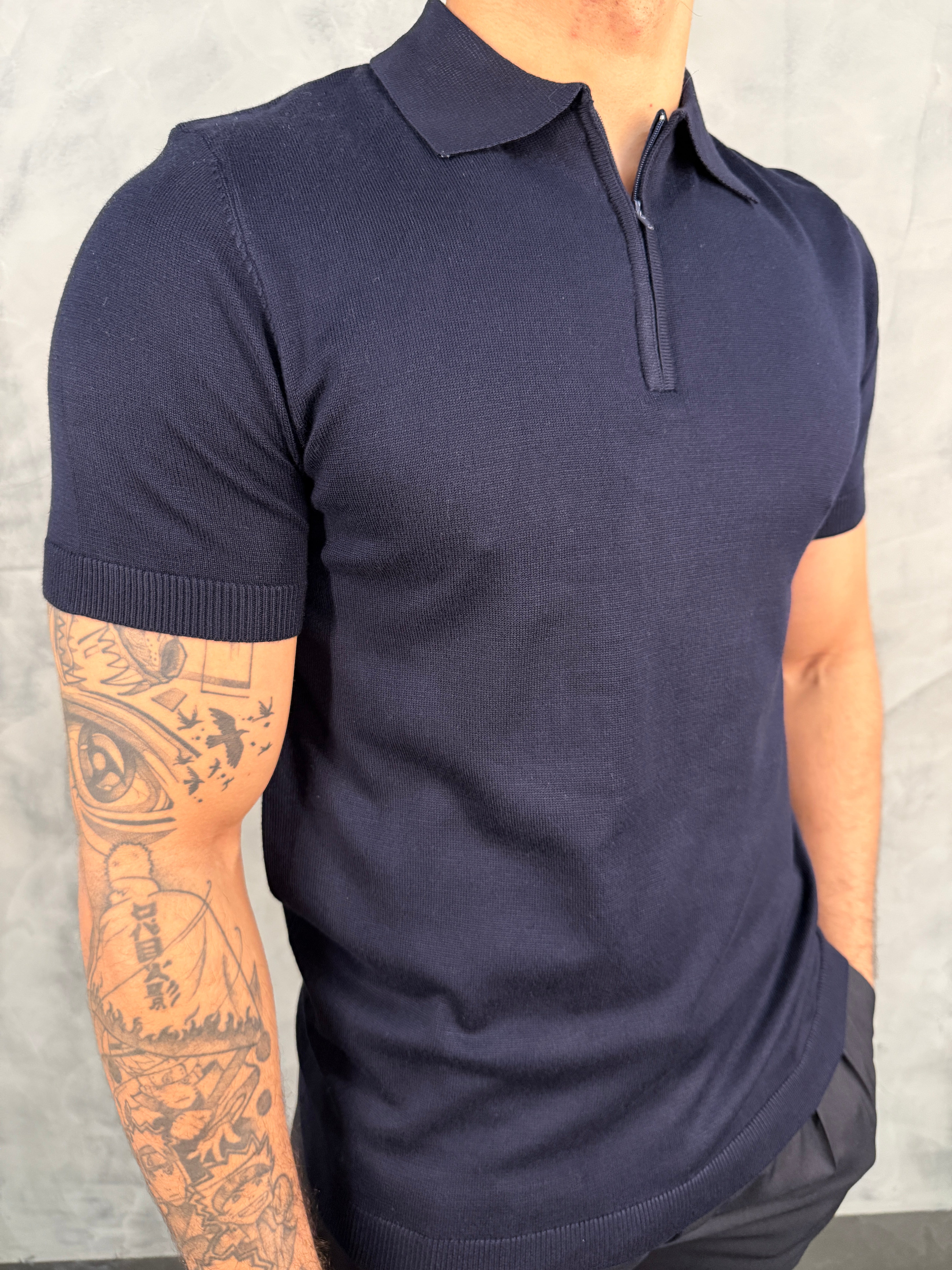 POLO TRICOT GOLA ZIPER PONTO H