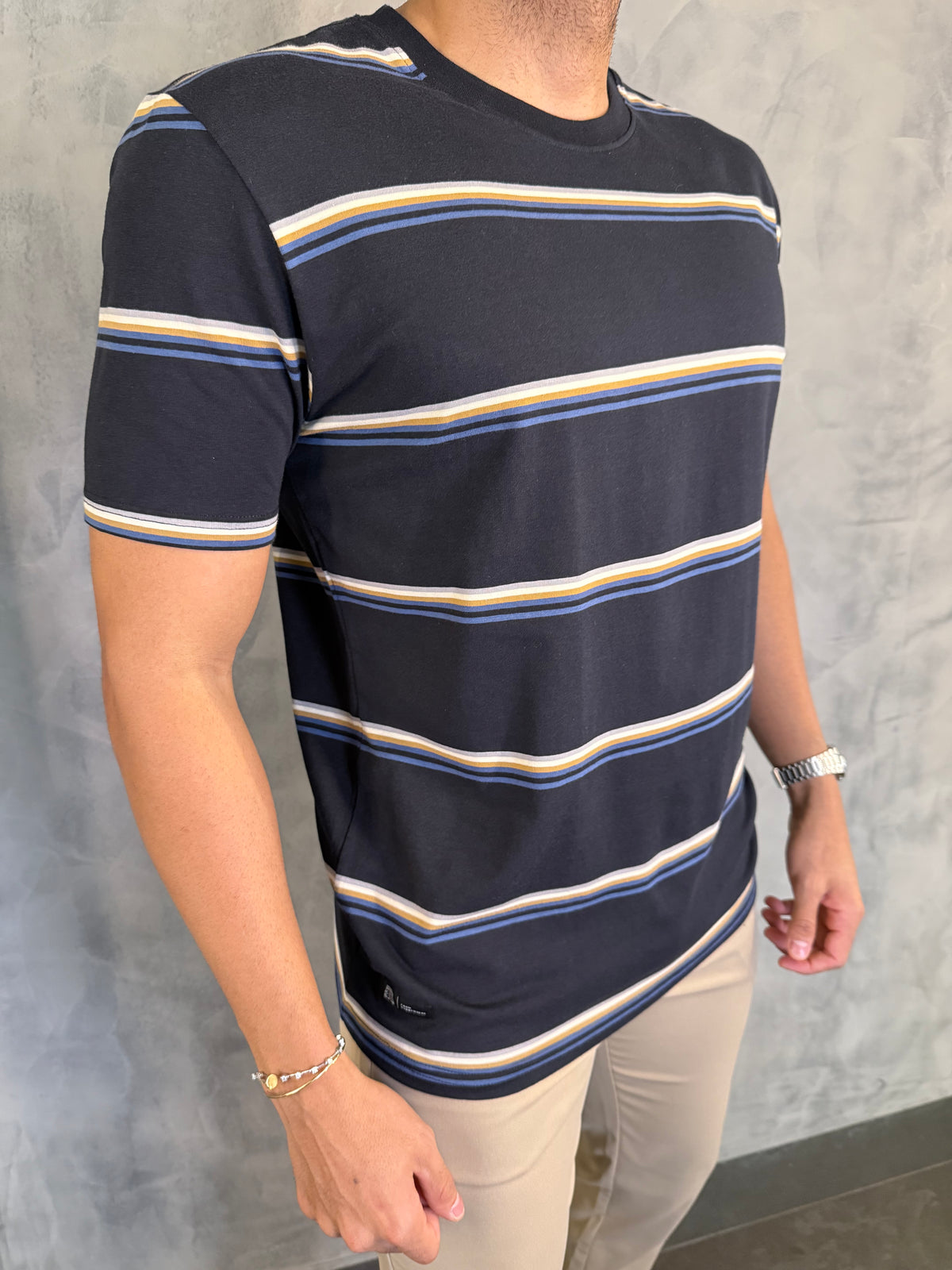 CAMISETA LISTRADA OVERSHIRT KINGEJOE PRETO