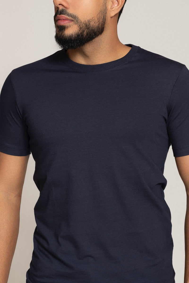 CAMISETA SLIM FIT PONTO H AZUL MARINHO