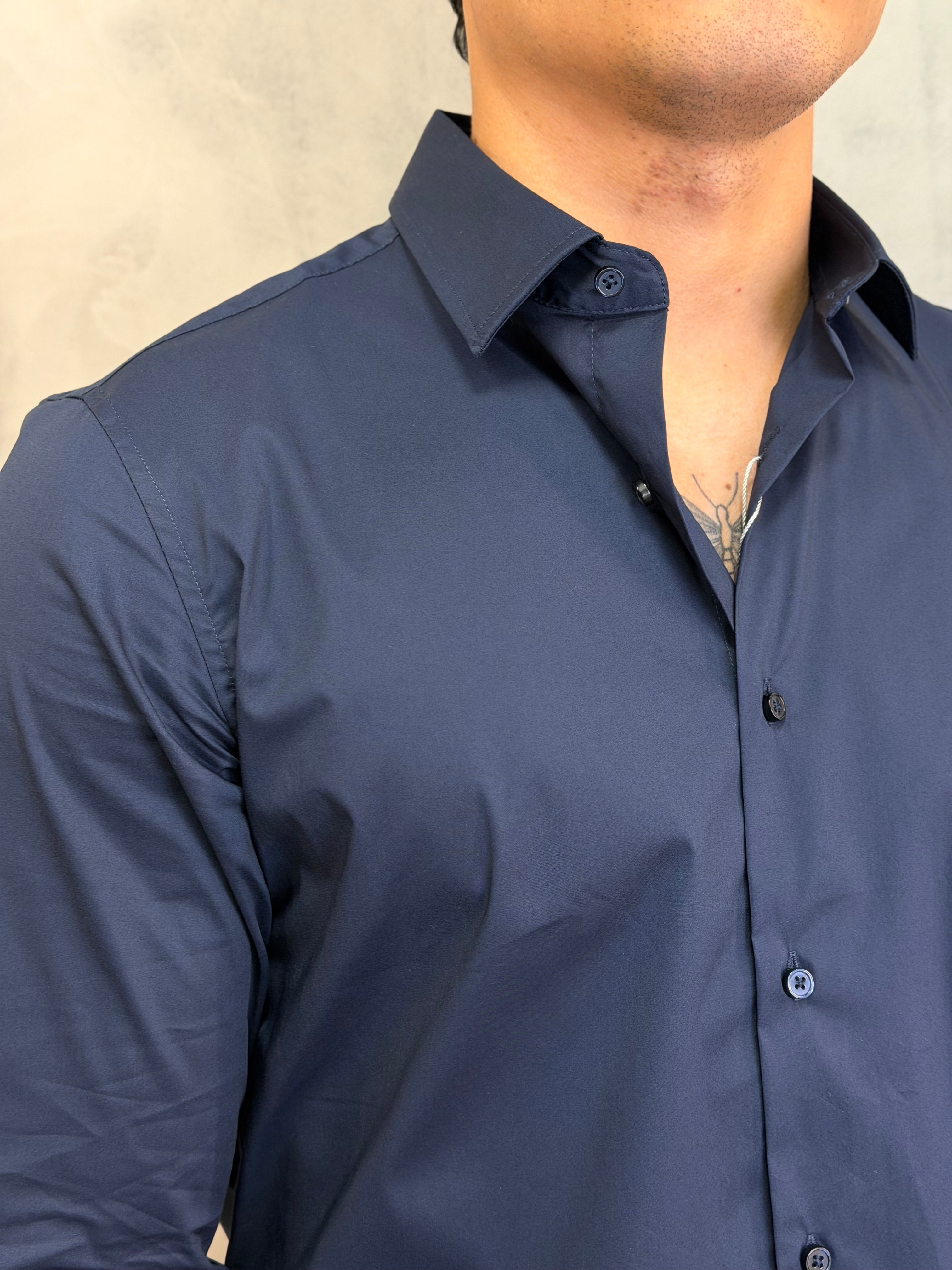 CAMISA M/L ALGODÃO TECH ZAFFERANO MARINHO