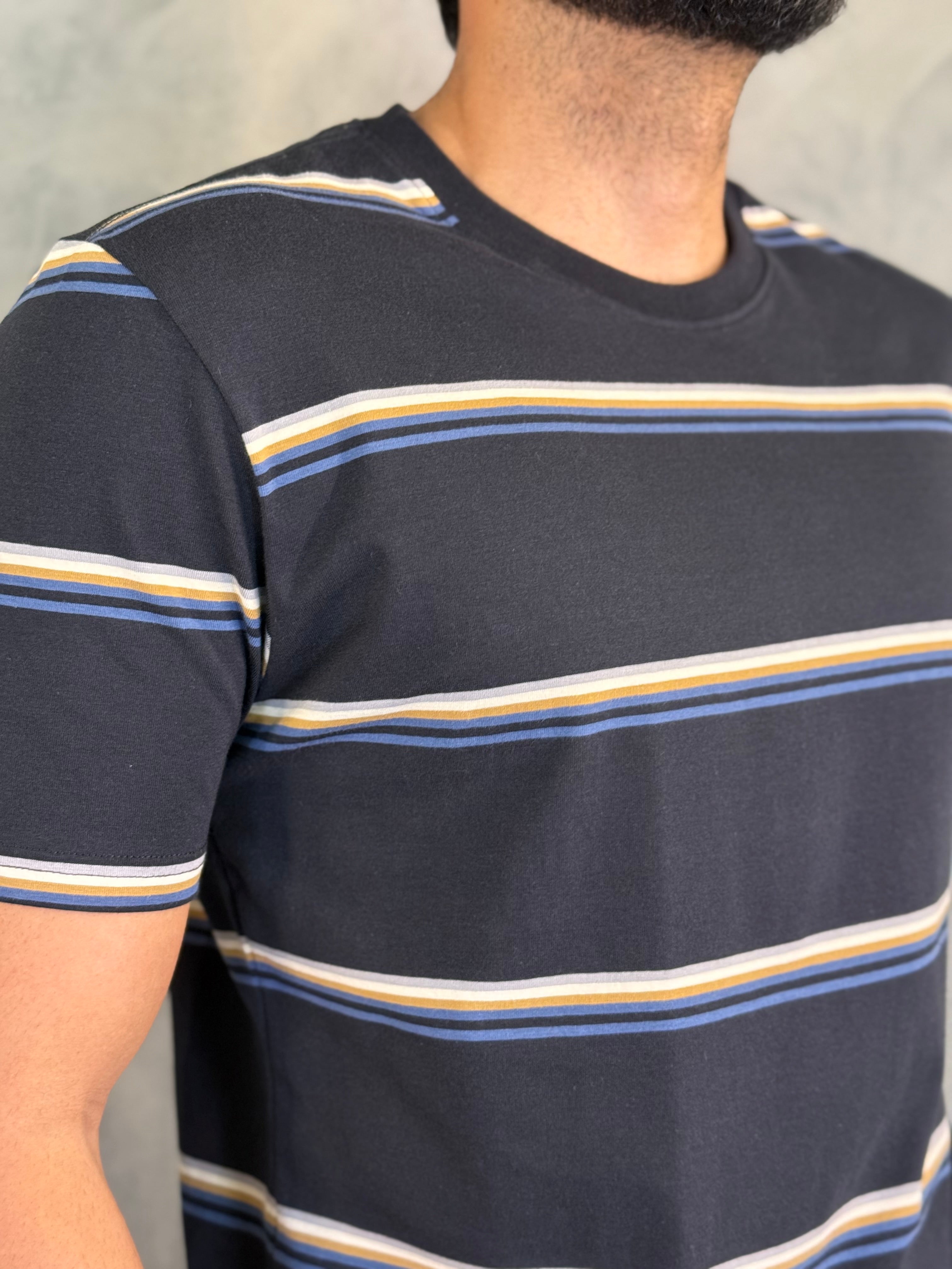CAMISETA LISTRADA OVERSHIRT KINGEJOE PRETO