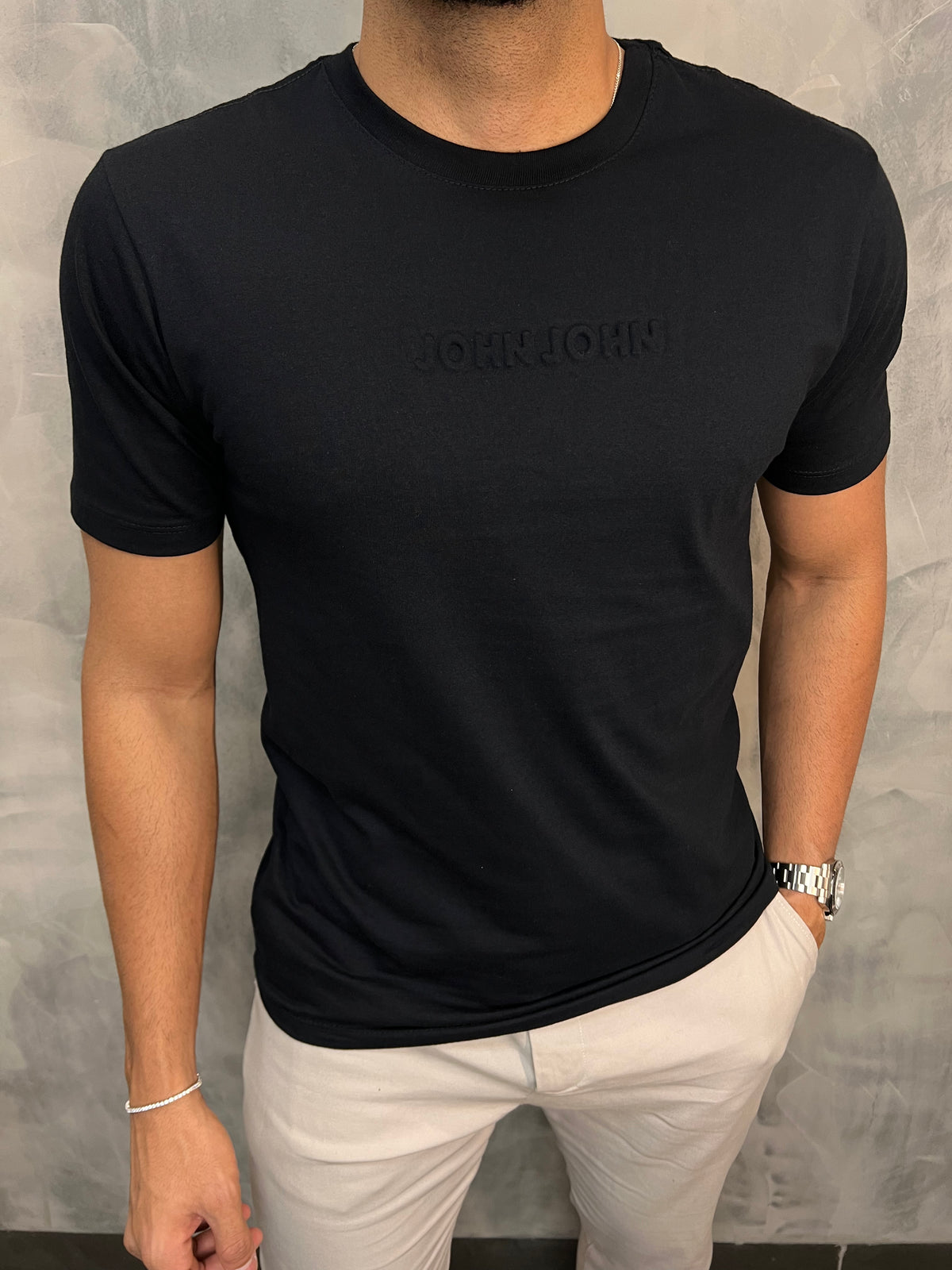 TSHIRT RG EMBOSSED BLACK JOHN JOHN PRETO