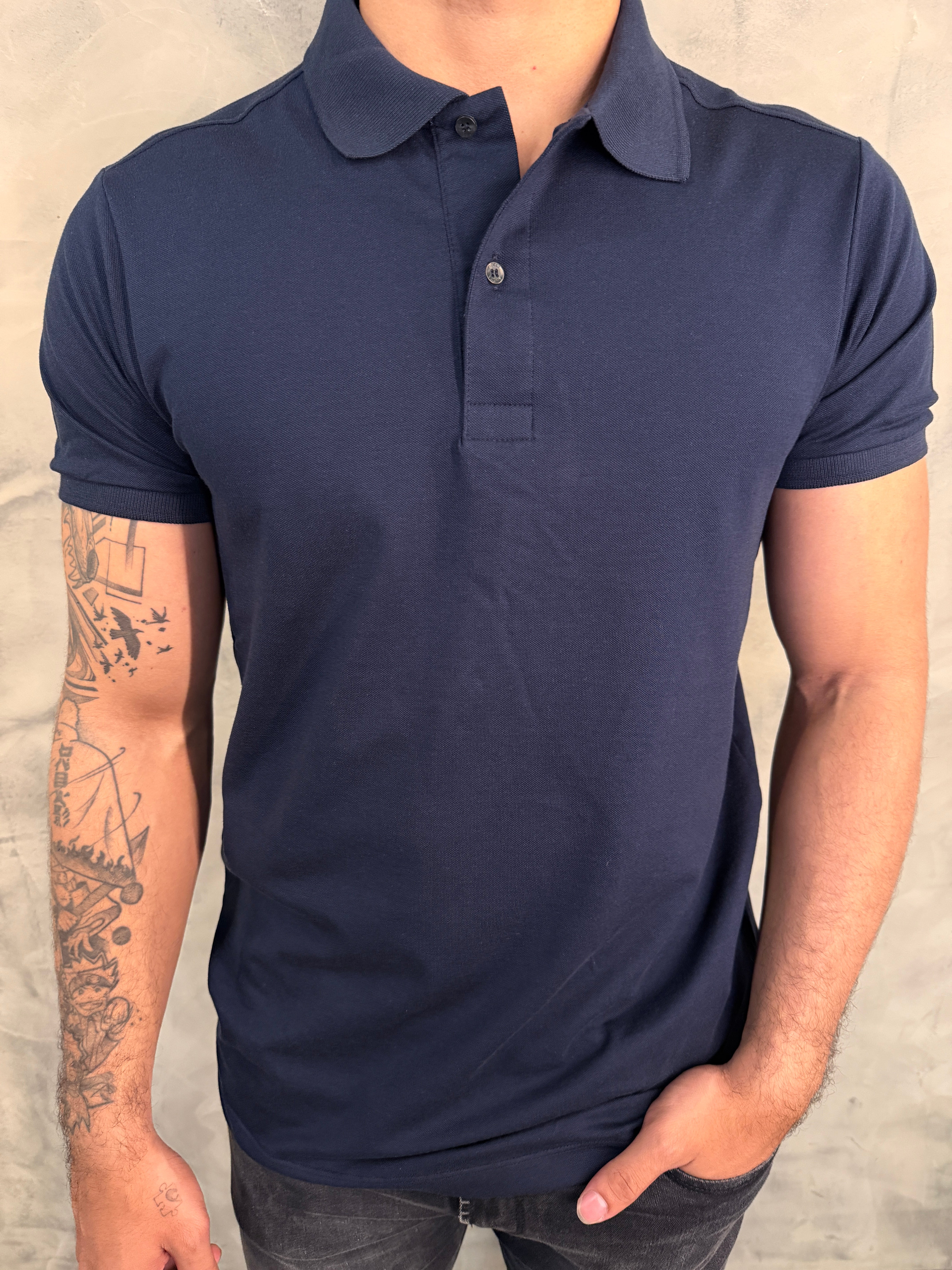 POLO PIMA PIQUET FIDELI AZUL MARINHO