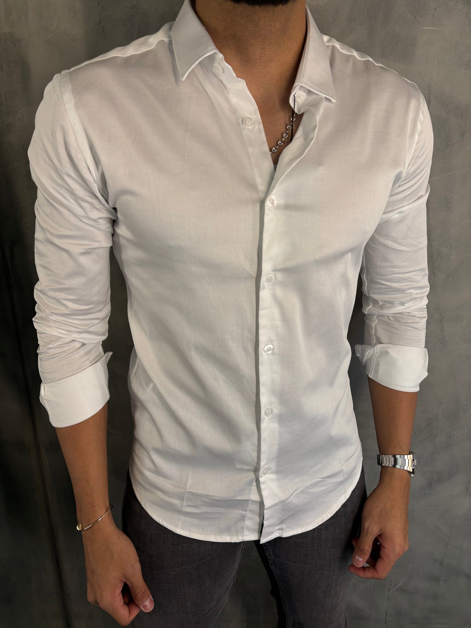 CAMISA M/L ACETINADA PONTO H