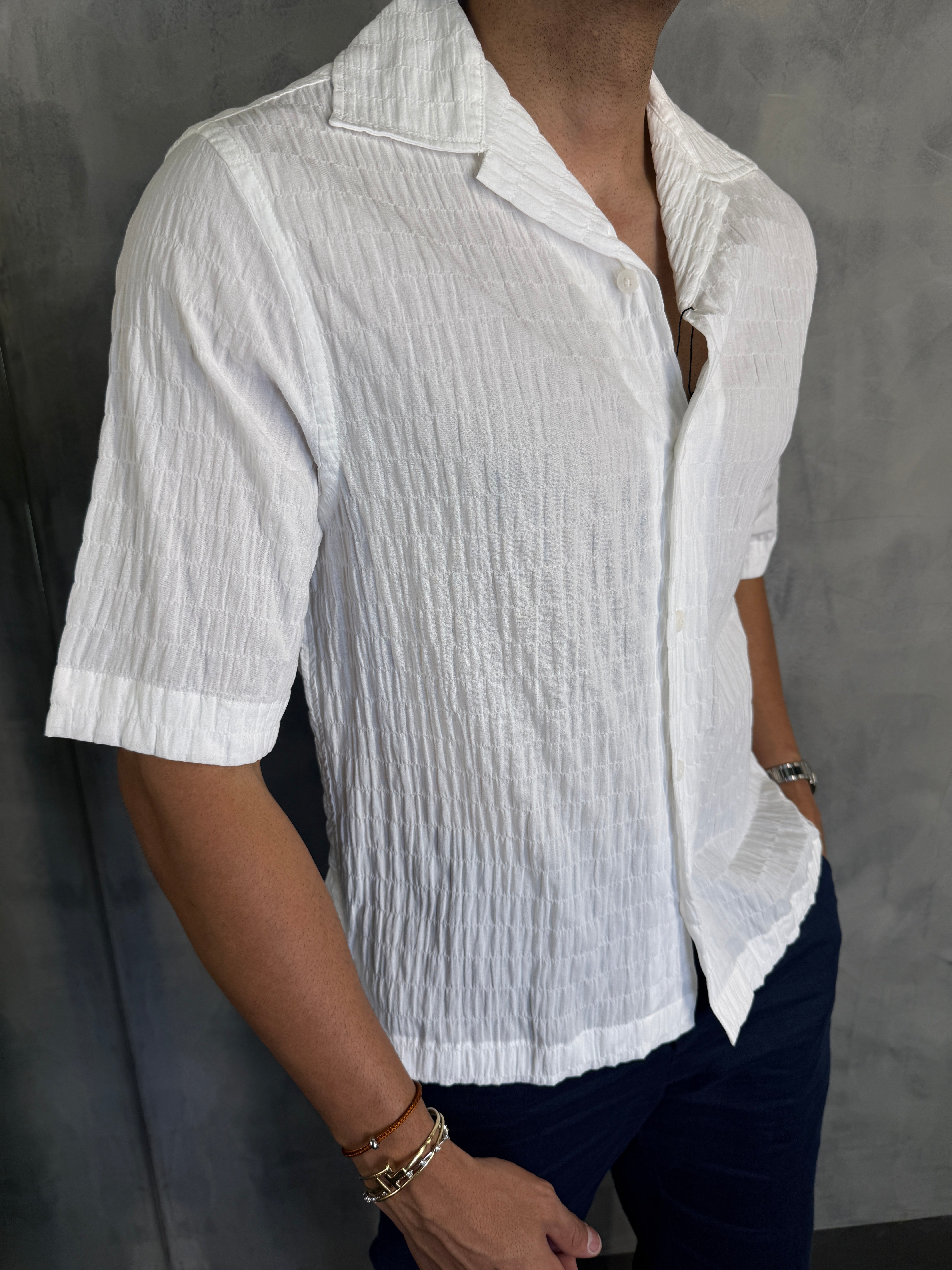 CAMISA M/C TEXTURA PONTO H BRANCO