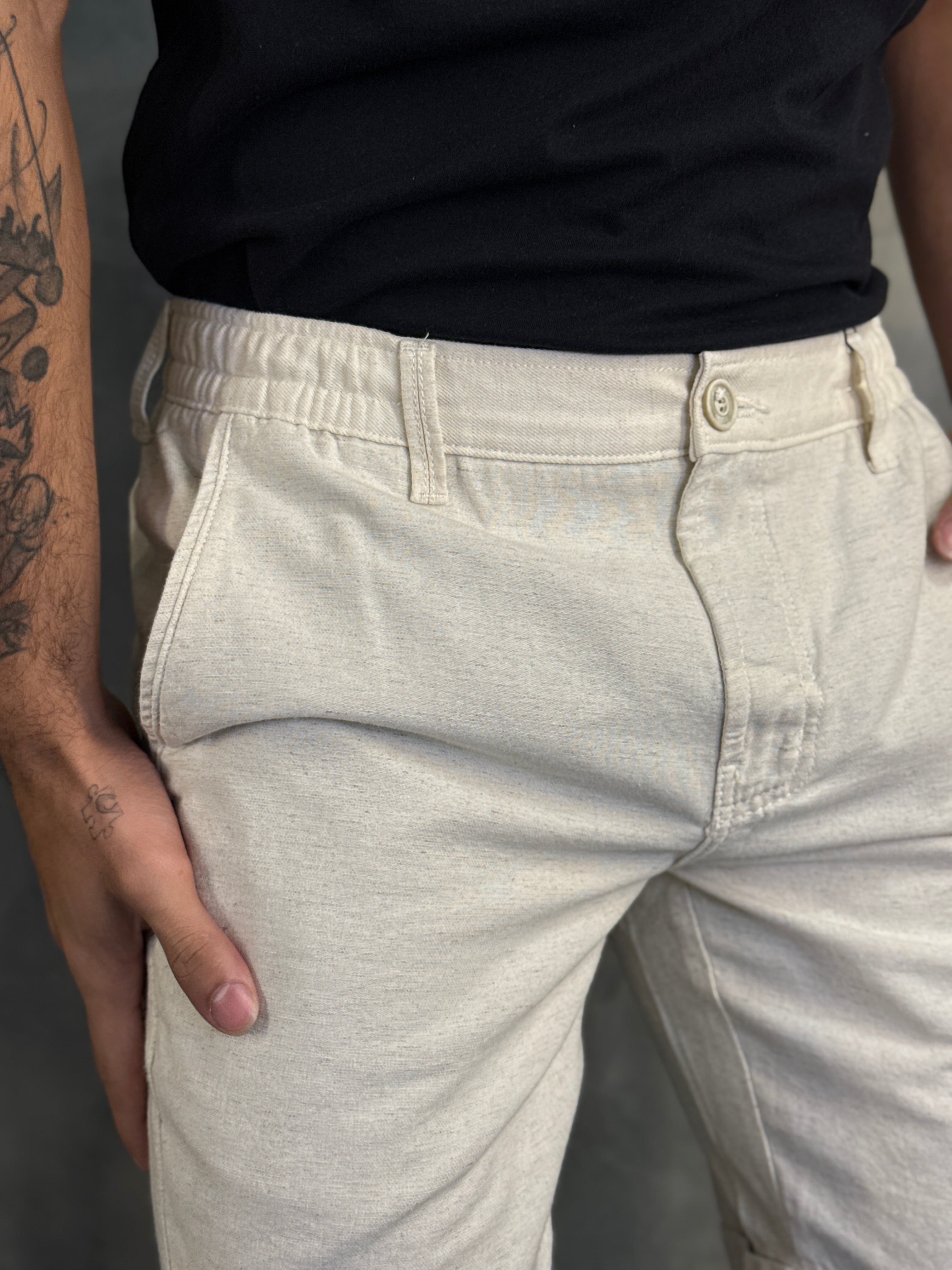 BERMUDA CHINO CÓS ELÁSTICO DLZ AREIA