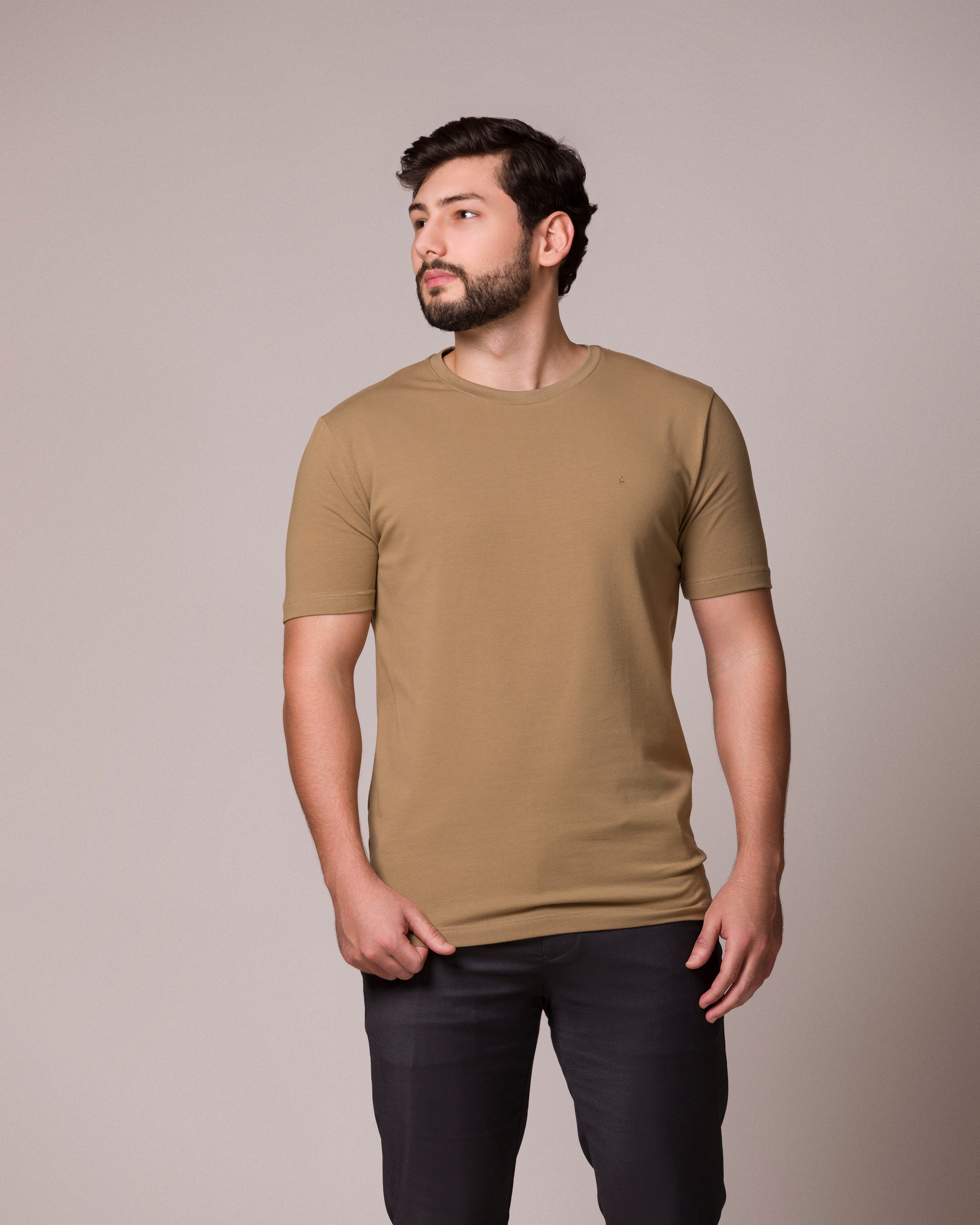 CAMISETA BÁSICA PONTO H PALHA