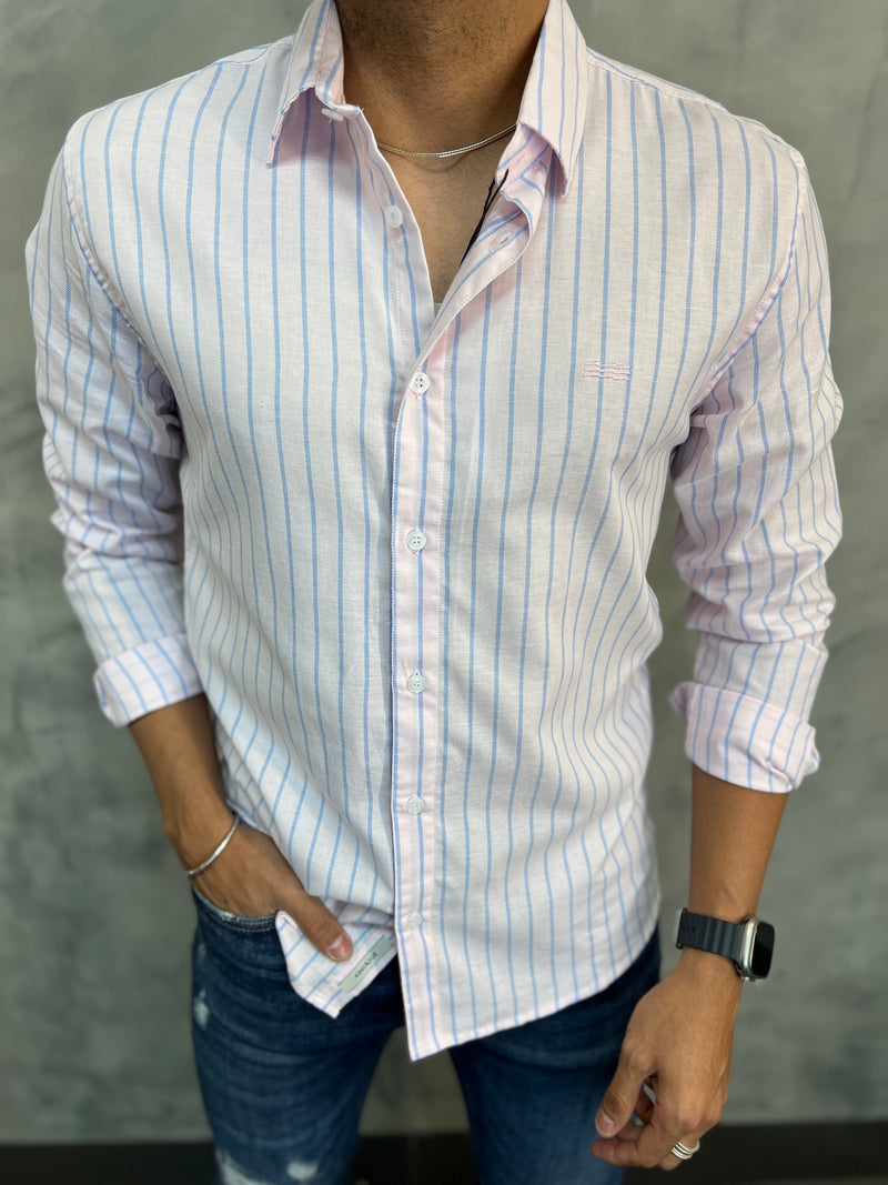 CAMISA CASUAL M/L LISTRAS KINGEJOE ROSA CL