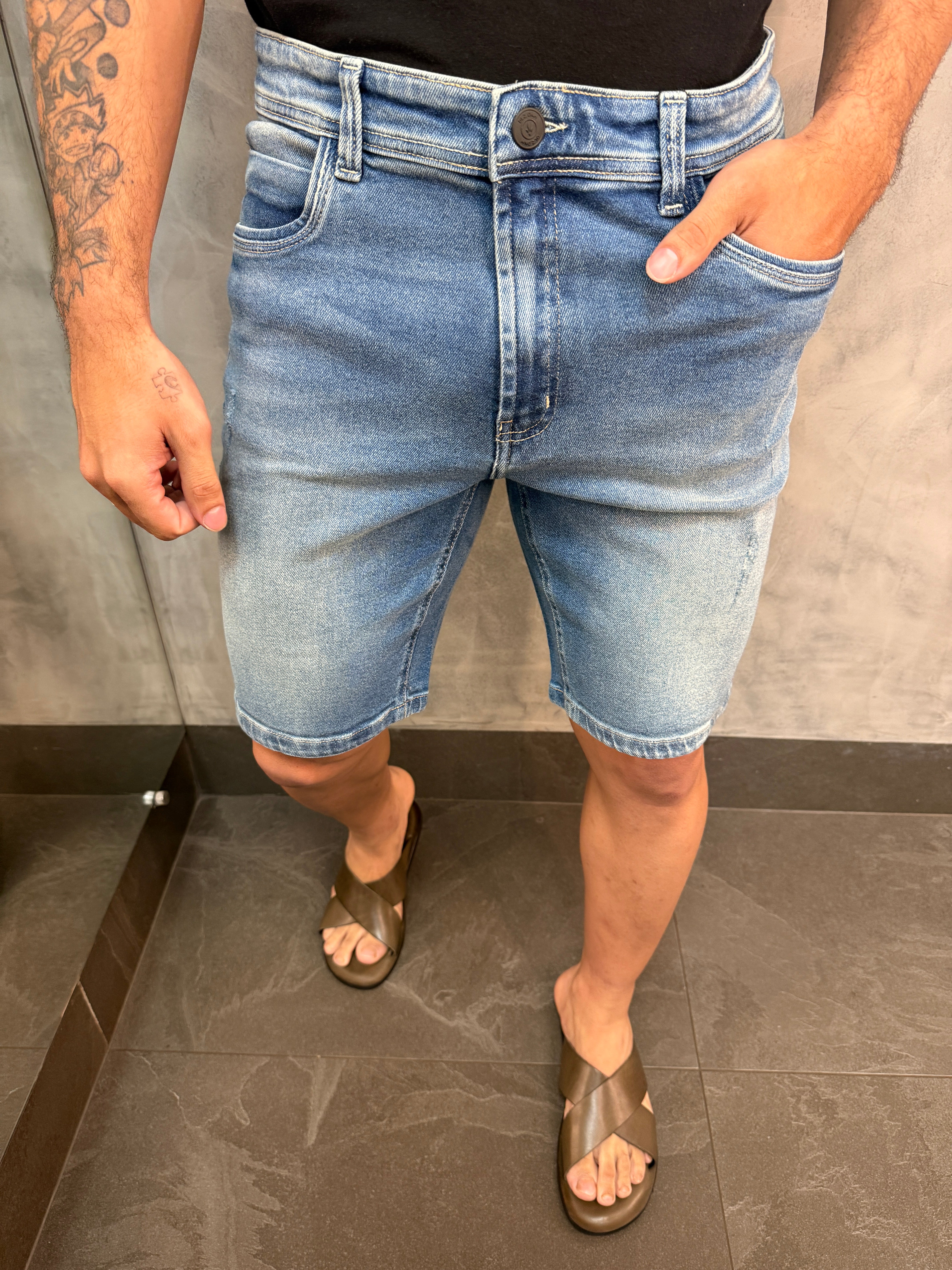 BERMUDA JEANS SLIM SW DLZ AZUL CLARO