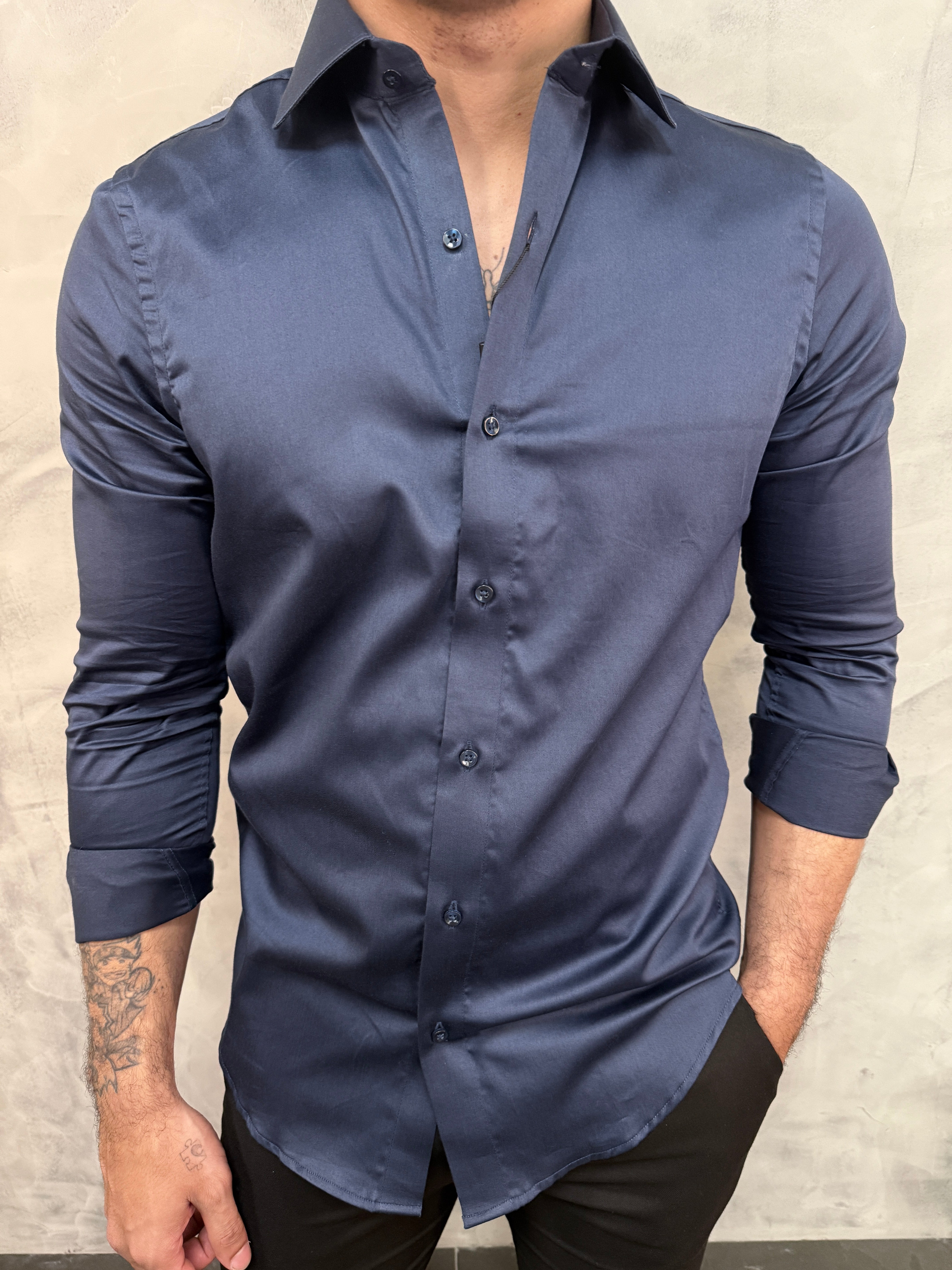 CAMISA M/L RIVIERA STRETCH ARMIATHO MARINHO