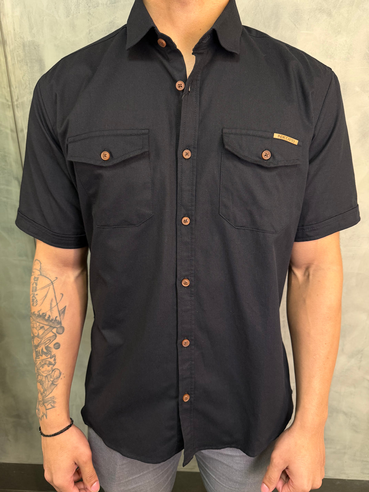 CAMISA DE SARJA M/C INDICCATTO PRETO