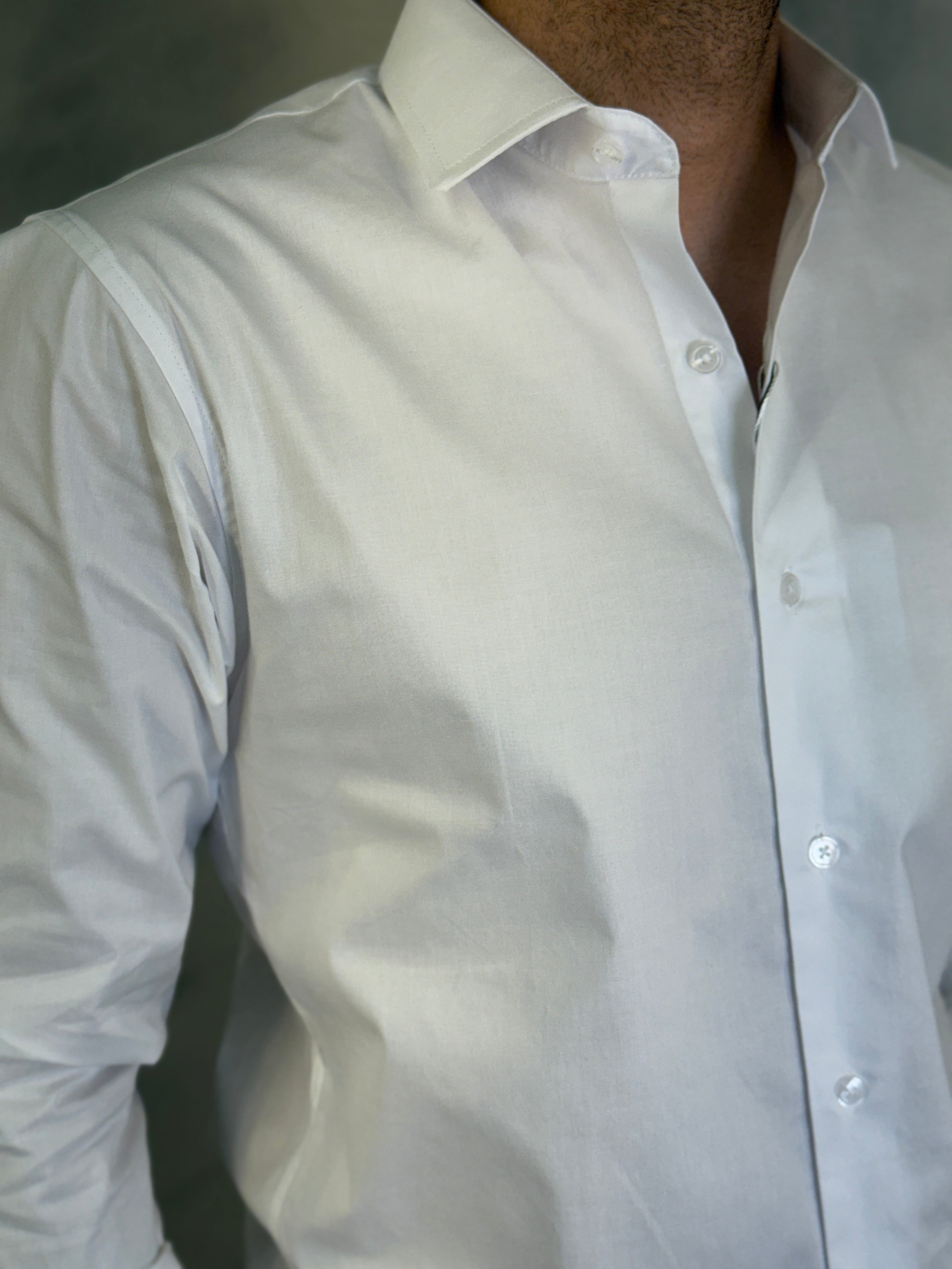 CAMISA M/L SLIM TRICOLINE C/ ELASTANO PONTO H BRANCO