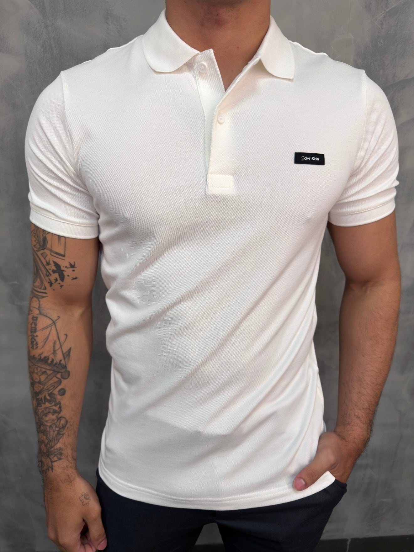 POLO SLIM PIQUET CALVIN KLEIN BRANCO