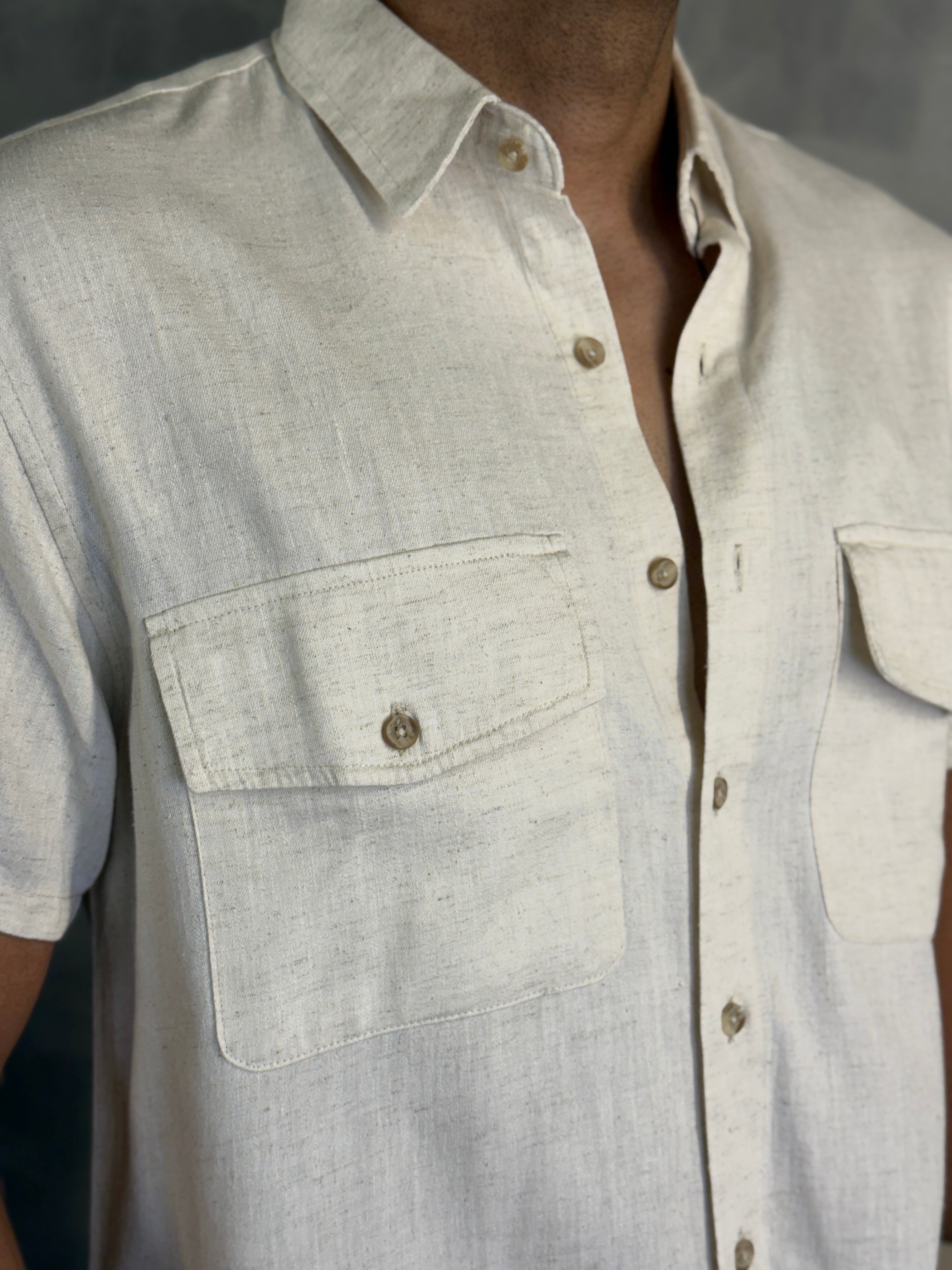 CAMISA M/C OVERSHIRT LIOCEL LINHO KINGEJOE NATURAL
