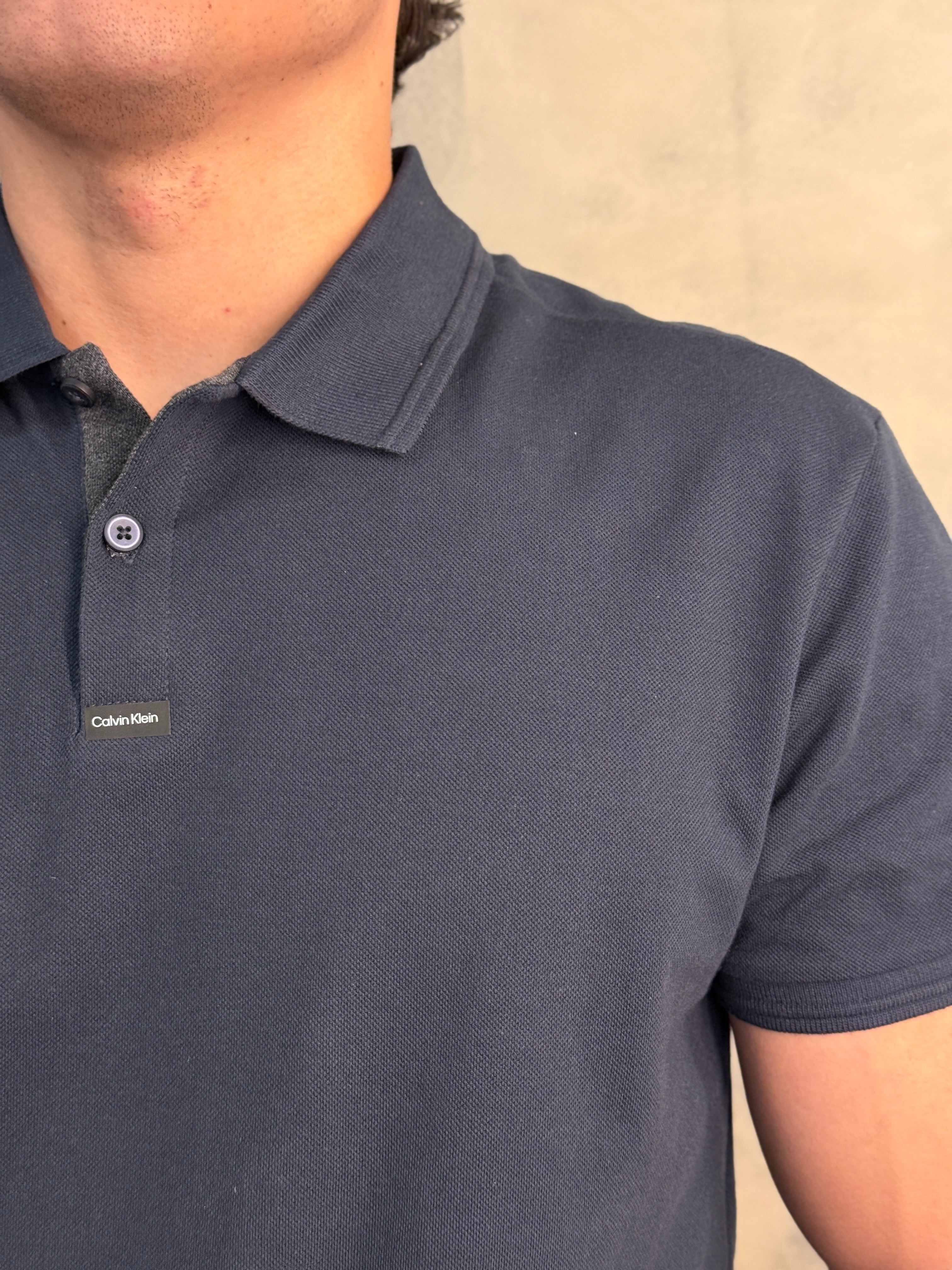 POLO SLIM PIQUET PATCH CALVIN KLEIN MARINHO