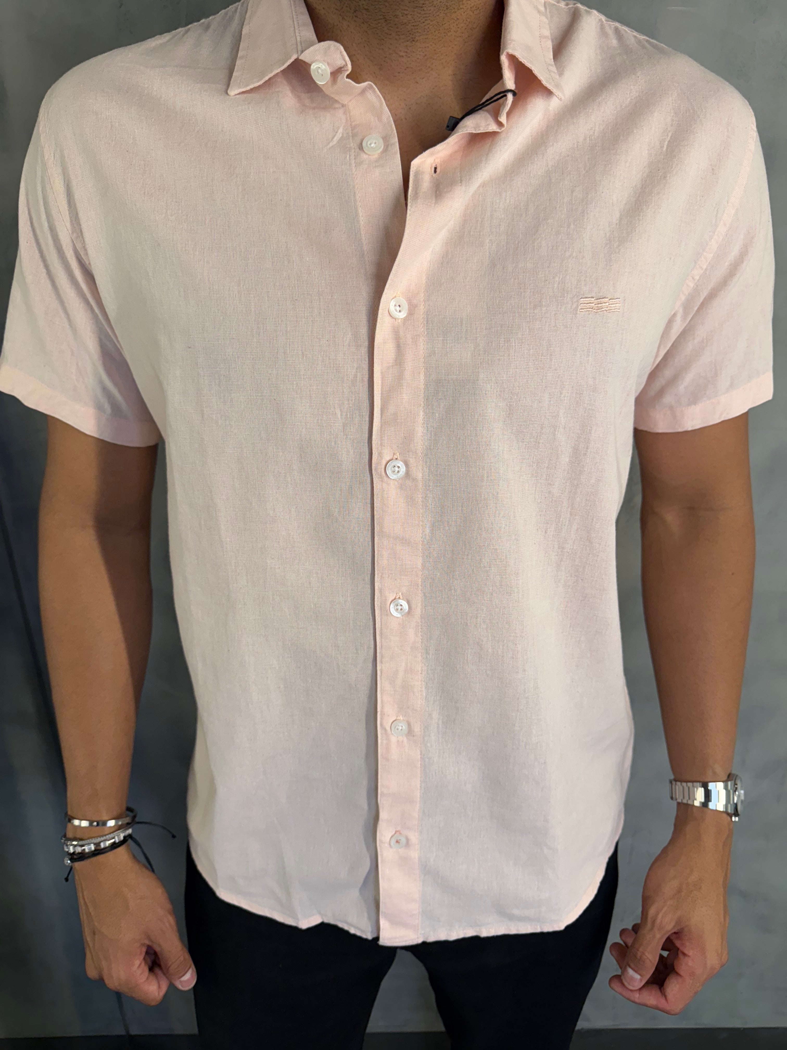 CAMISA CASUAL SLIM M/C KINGEJOE ROSA CL