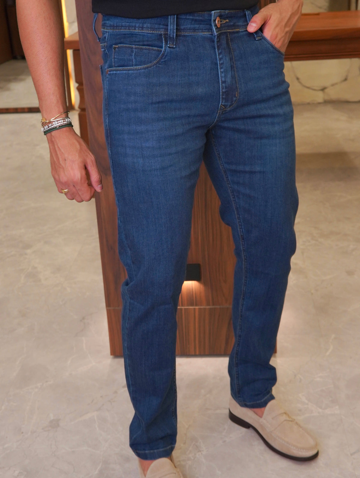 CALÇA JEANS URANOS REGULAR JQR AZUL ESCURO