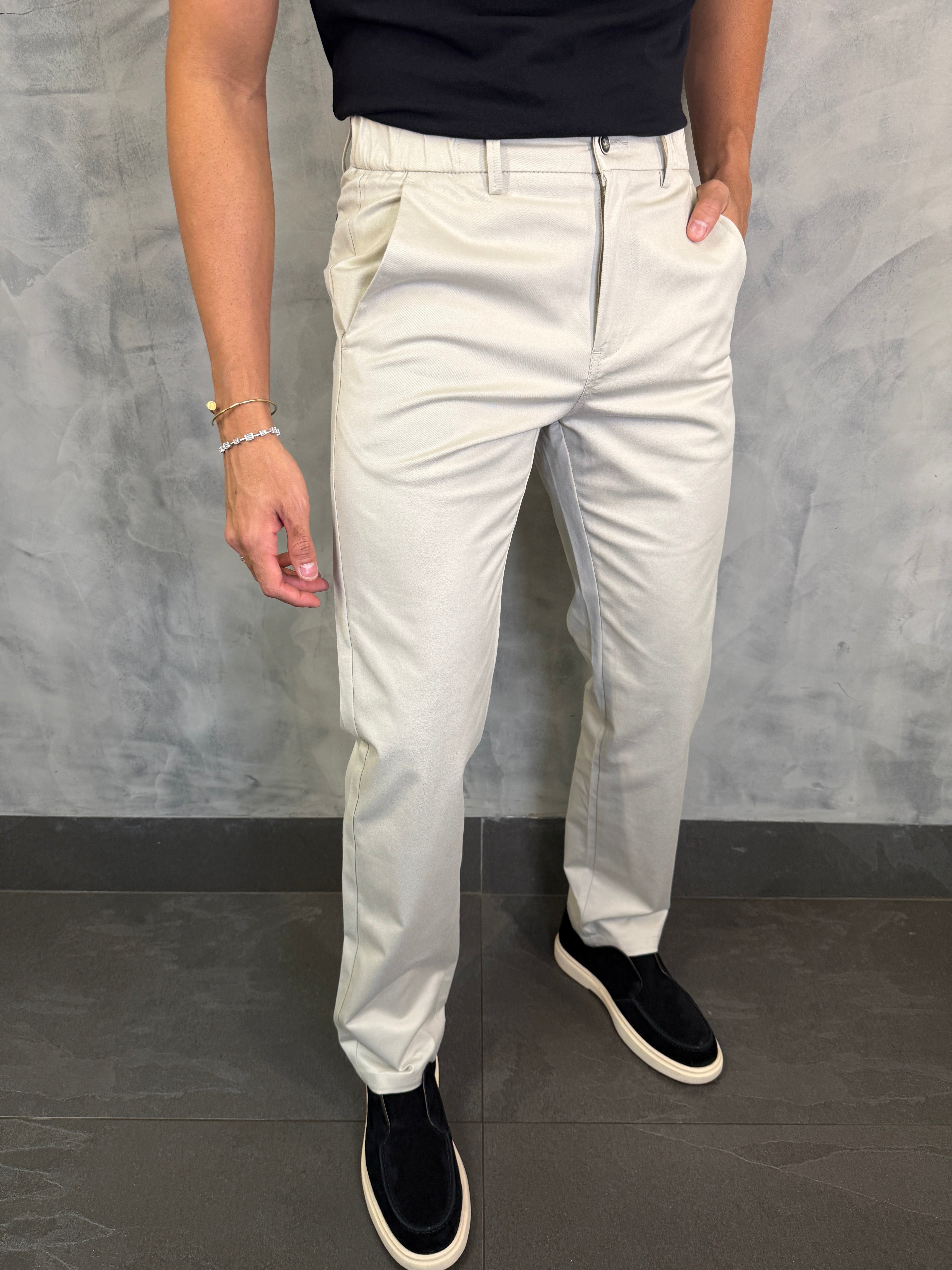 CALÇA SARJA CASUAL STRETCHC CINTURA ELÁSTICA PONTO H