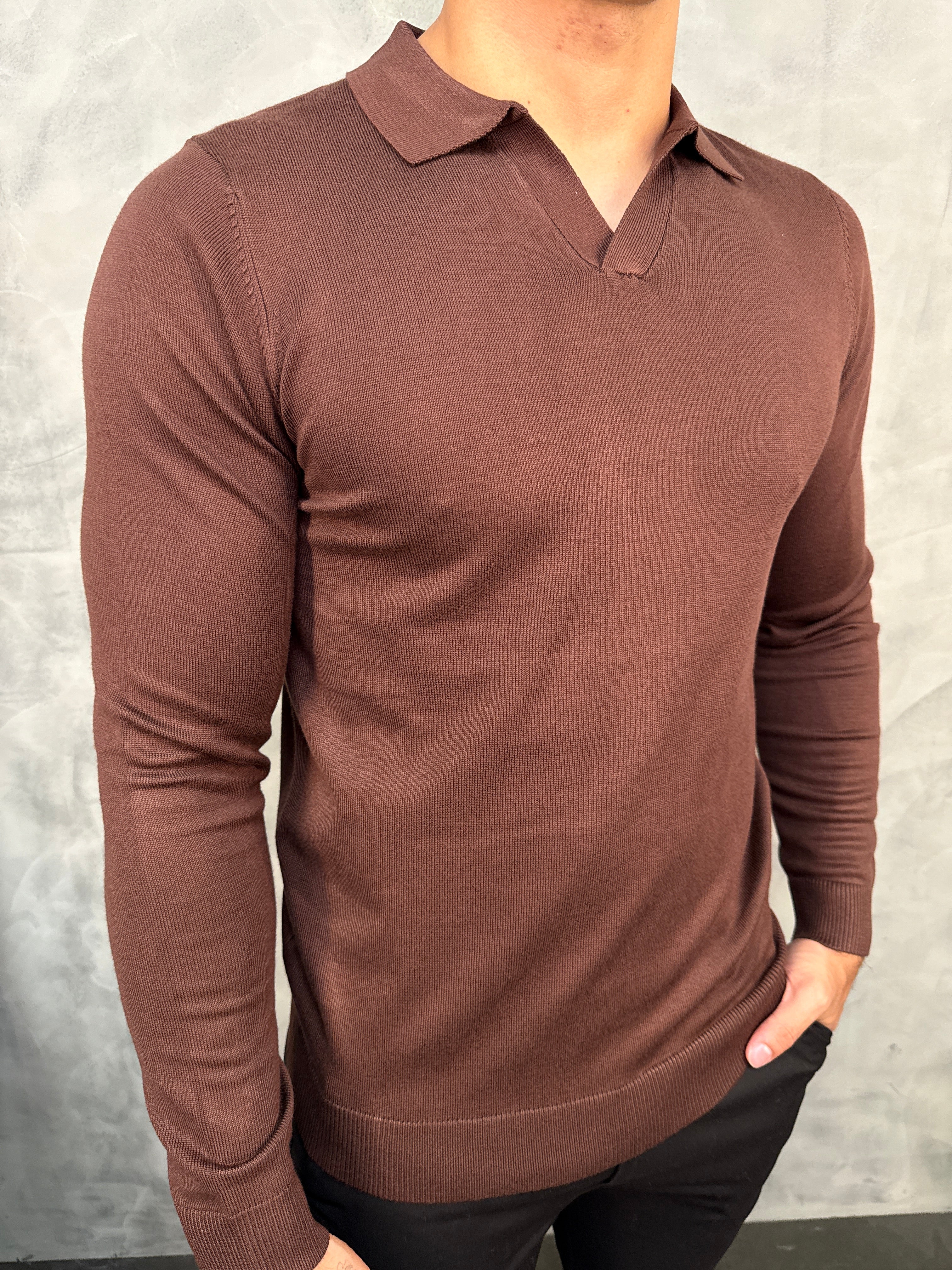 POLO TRICOT GOLA V M/L PONTO H