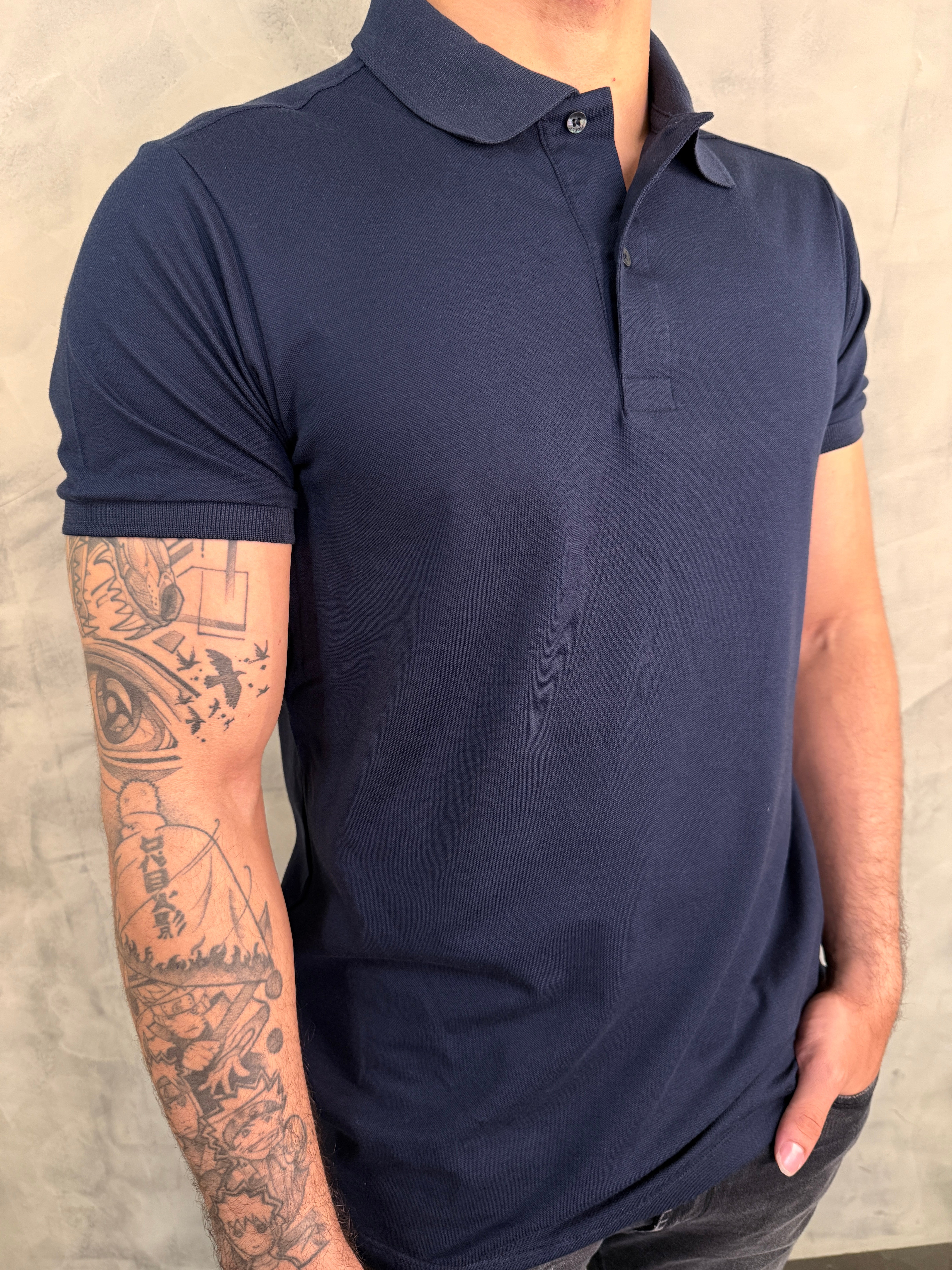 POLO PIMA PIQUET FIDELI AZUL MARINHO