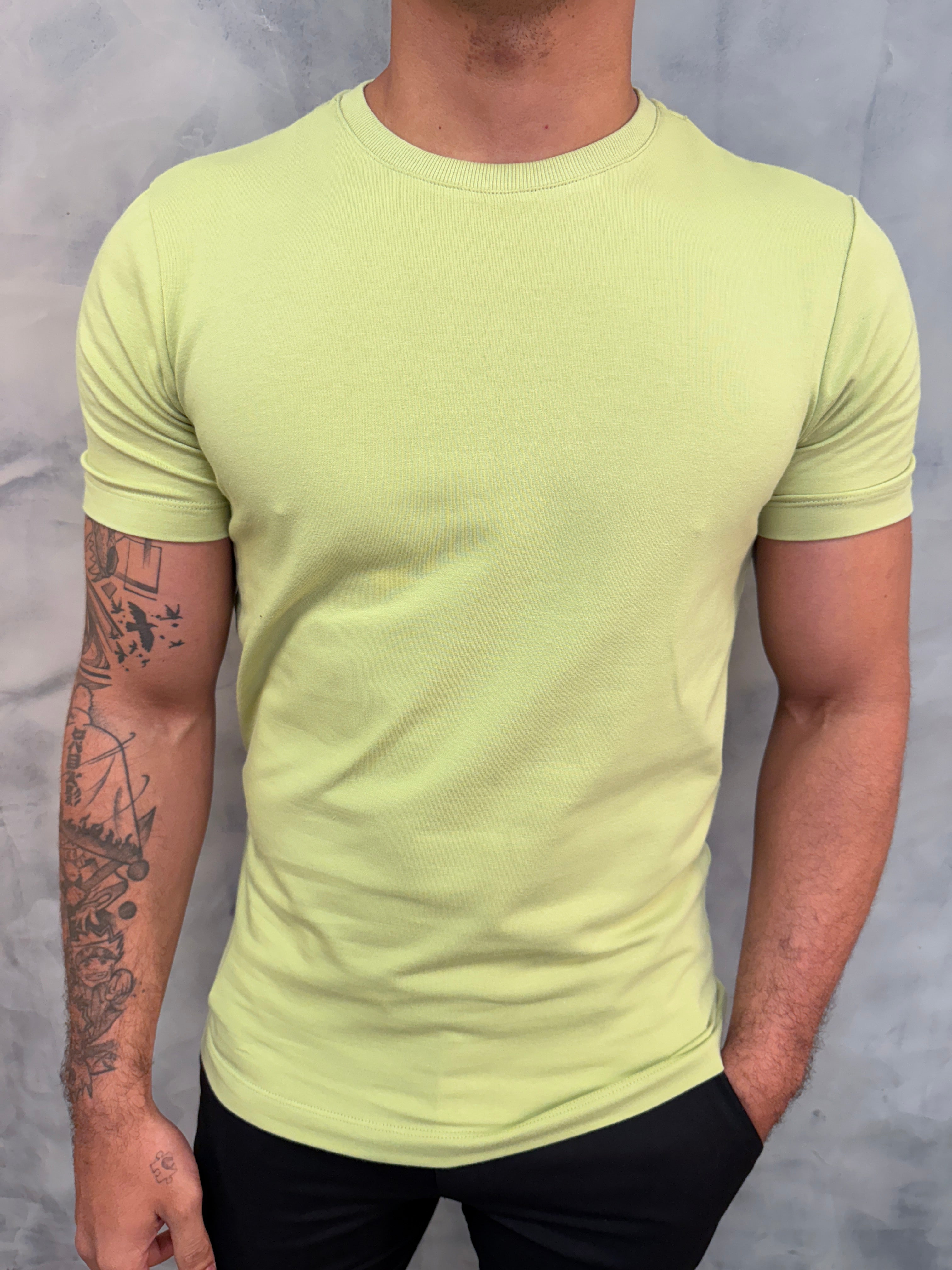 CAMISETA SLIM FIT PONTO H VERDE LIMA
