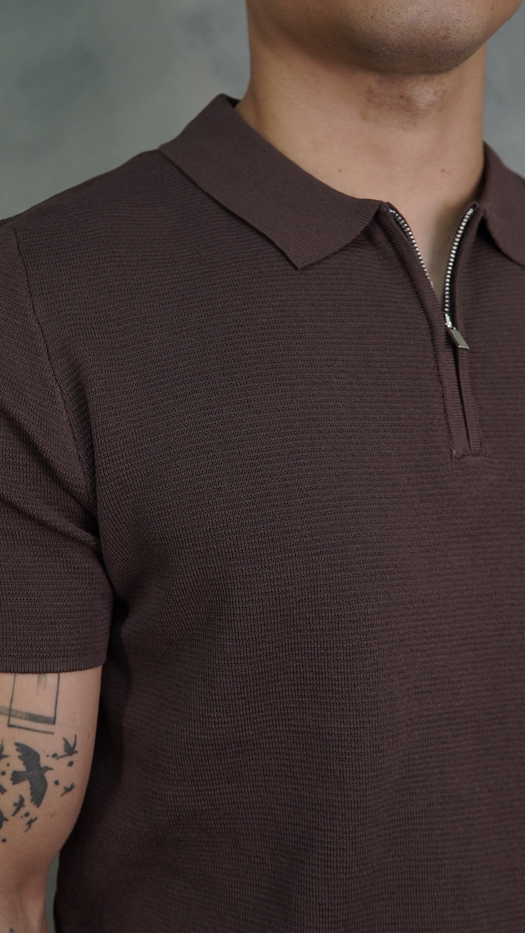 POLO ZÍPER TRICOT PONTO H CAFÉ