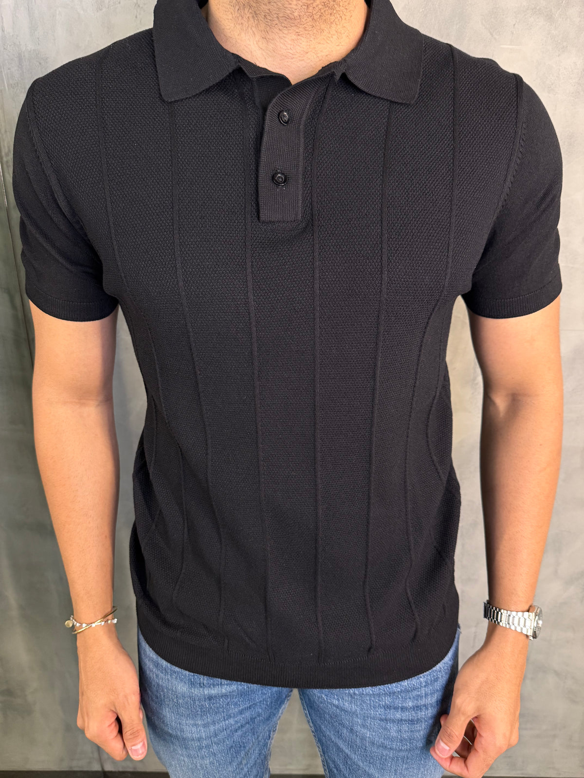 POLO FRISO PONTO H PRETO