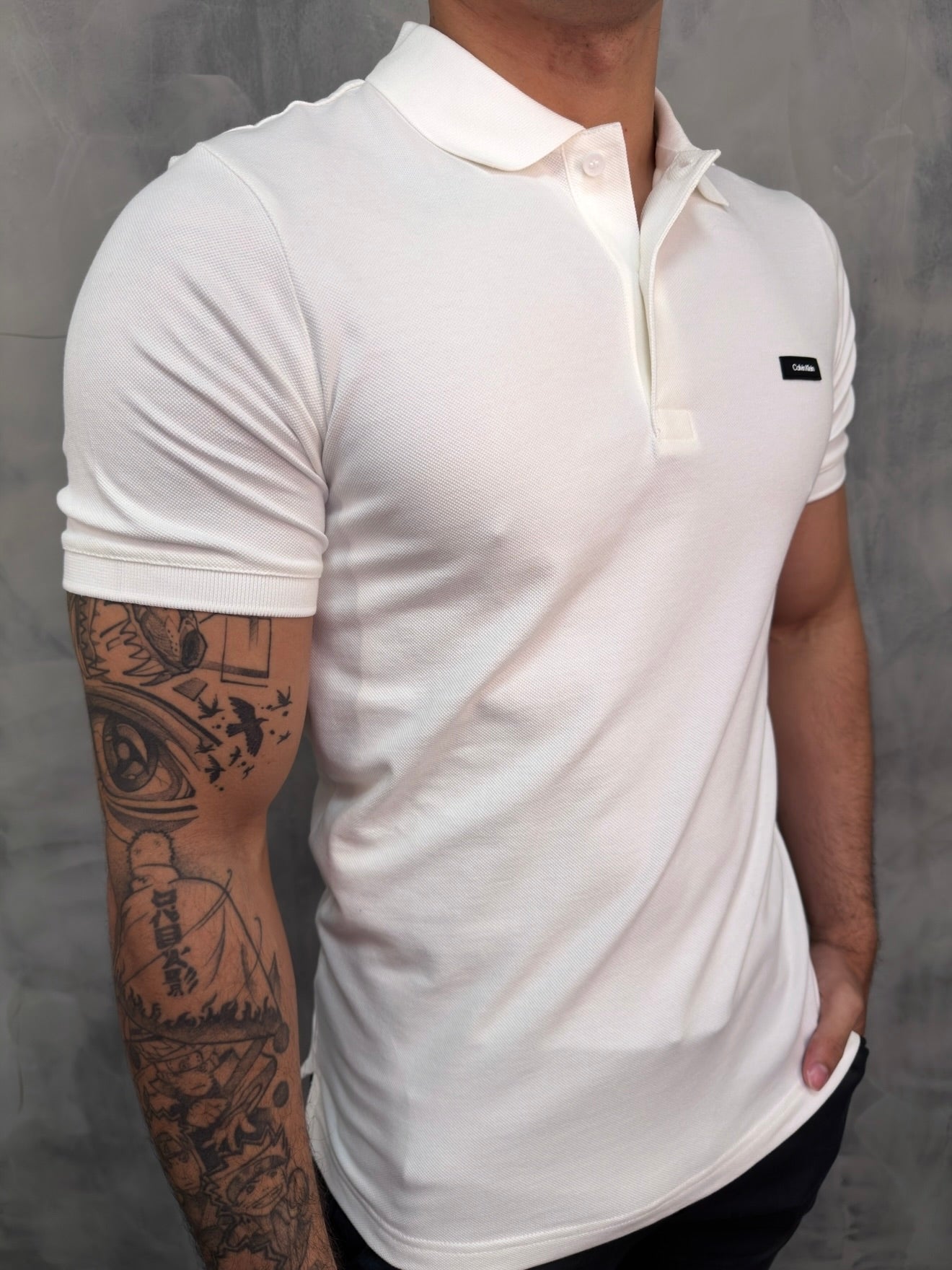 POLO SLIM PIQUET CALVIN KLEIN BRANCO