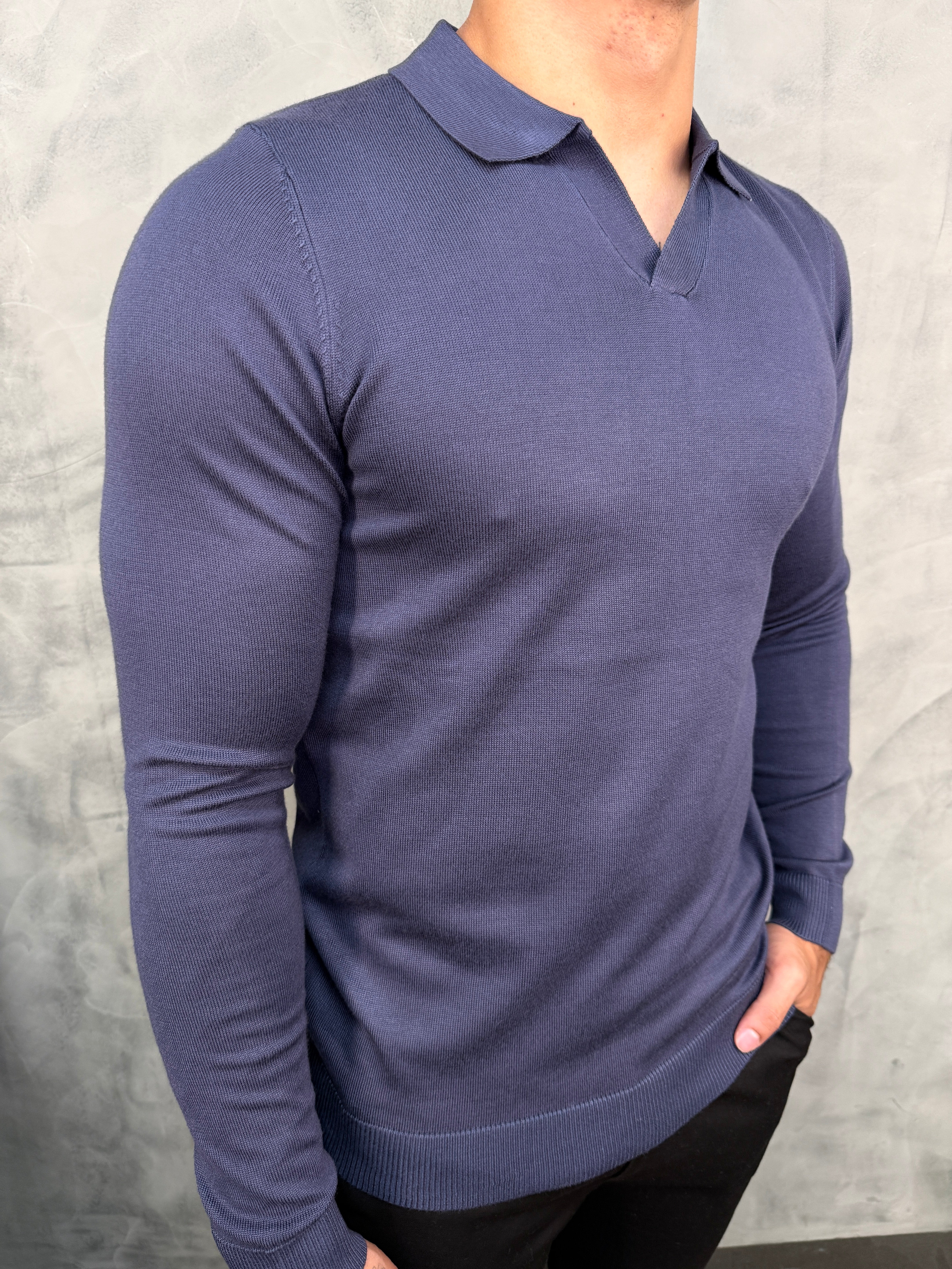 POLO TRICOT GOLA V M/L PONTO H