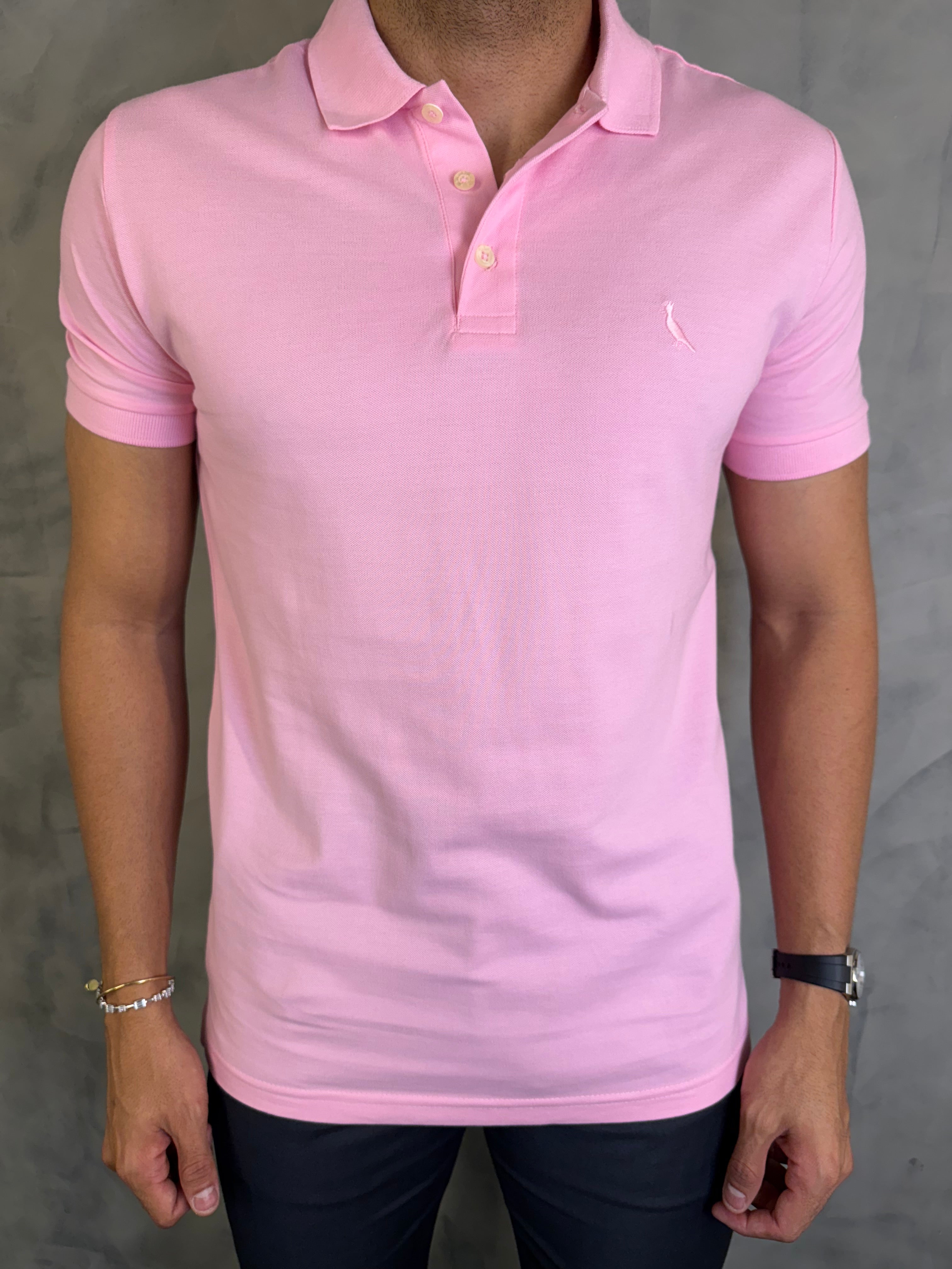 POLO PIQUET CLÁSSICA RSV ROSA CLARO