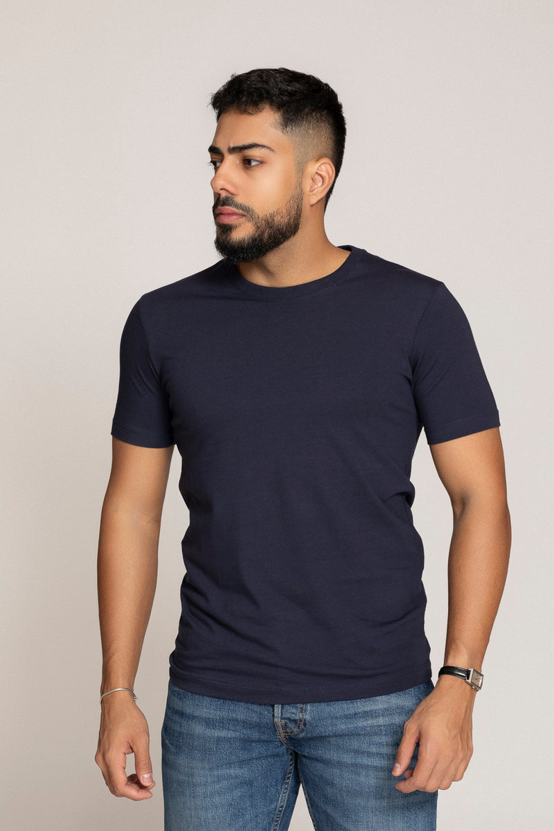 CAMISETA SLIM FIT PONTO H AZUL MARINHO