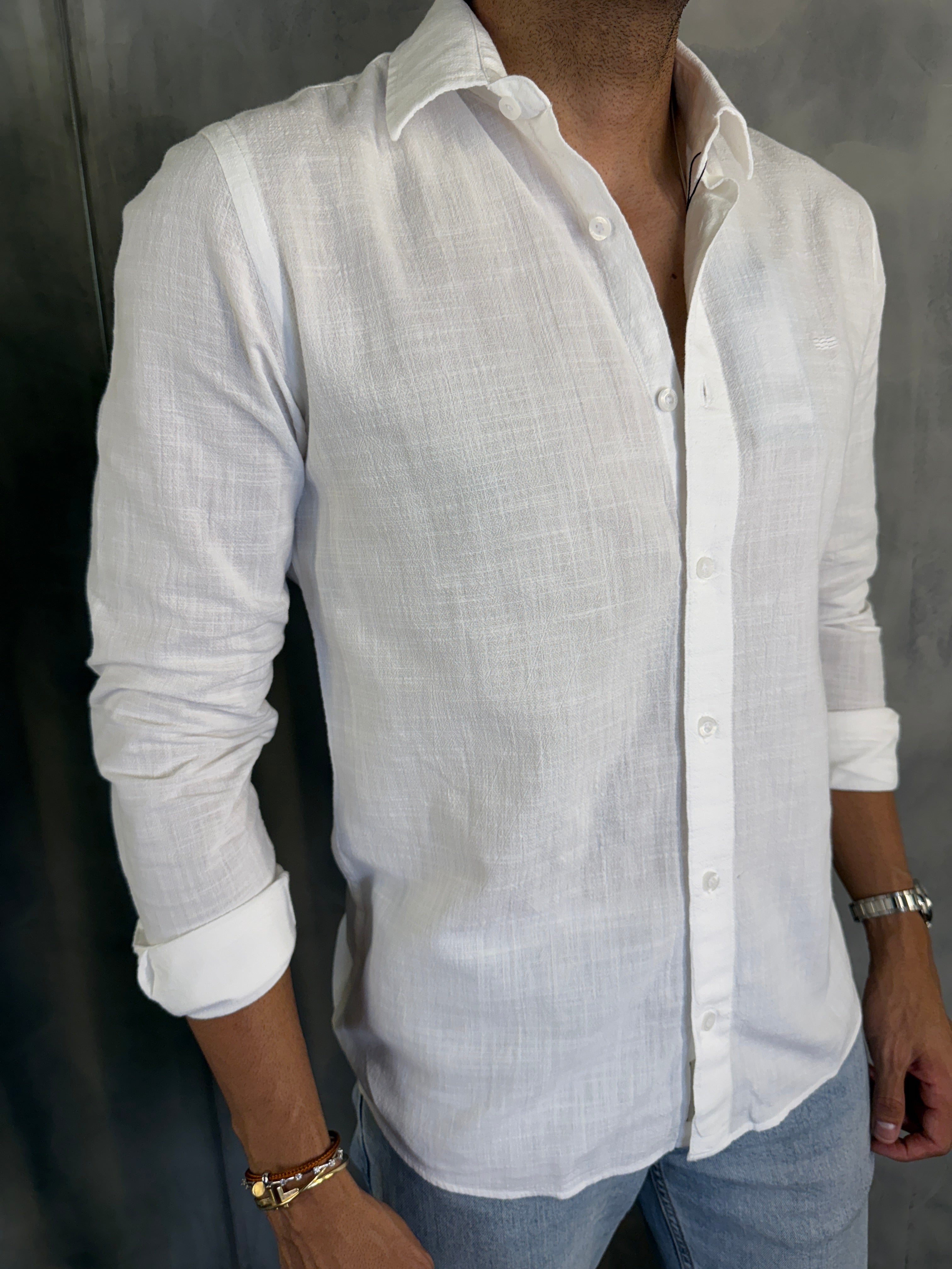 CAMISA M/L CASUAL FLAME COTTON PACIFIC KINGEJOE OFF WHITE