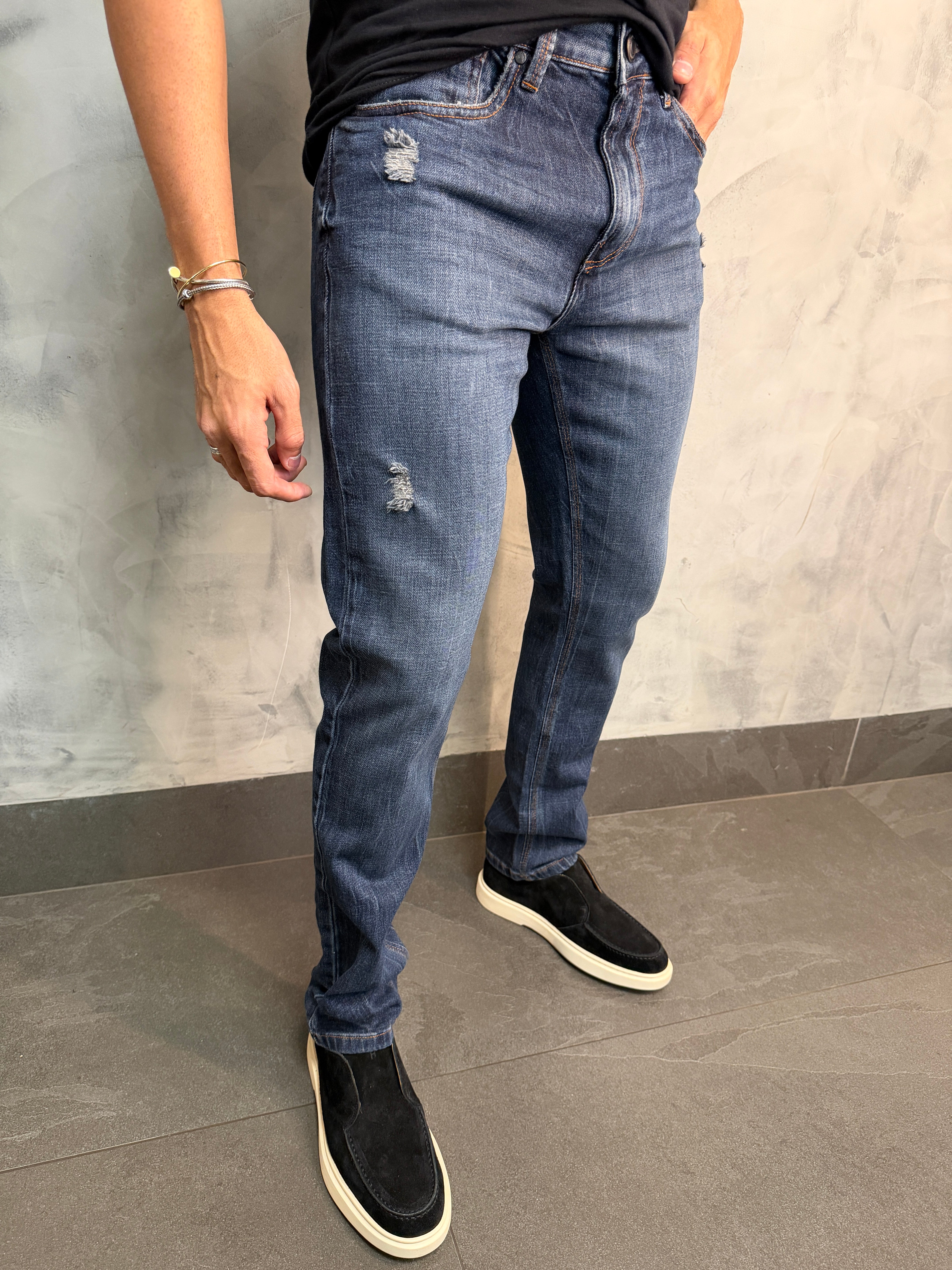 CALÇA JEANS SLIM ORIGINAL DENIM PONTO H JEANS ESCURO