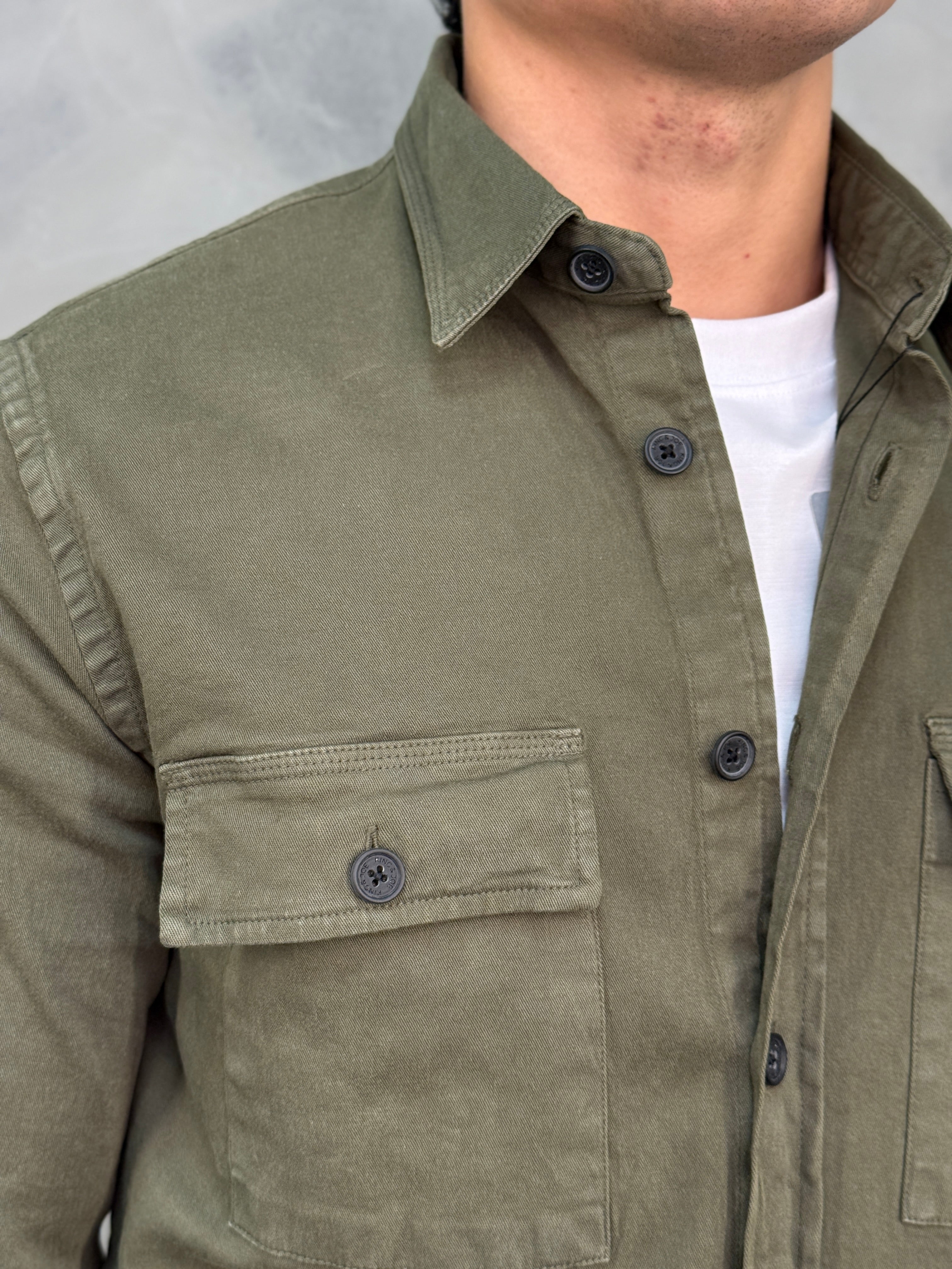 OVERSHIRT FLEXTWILL CARGO KINGEJOE VERDE MILITAR