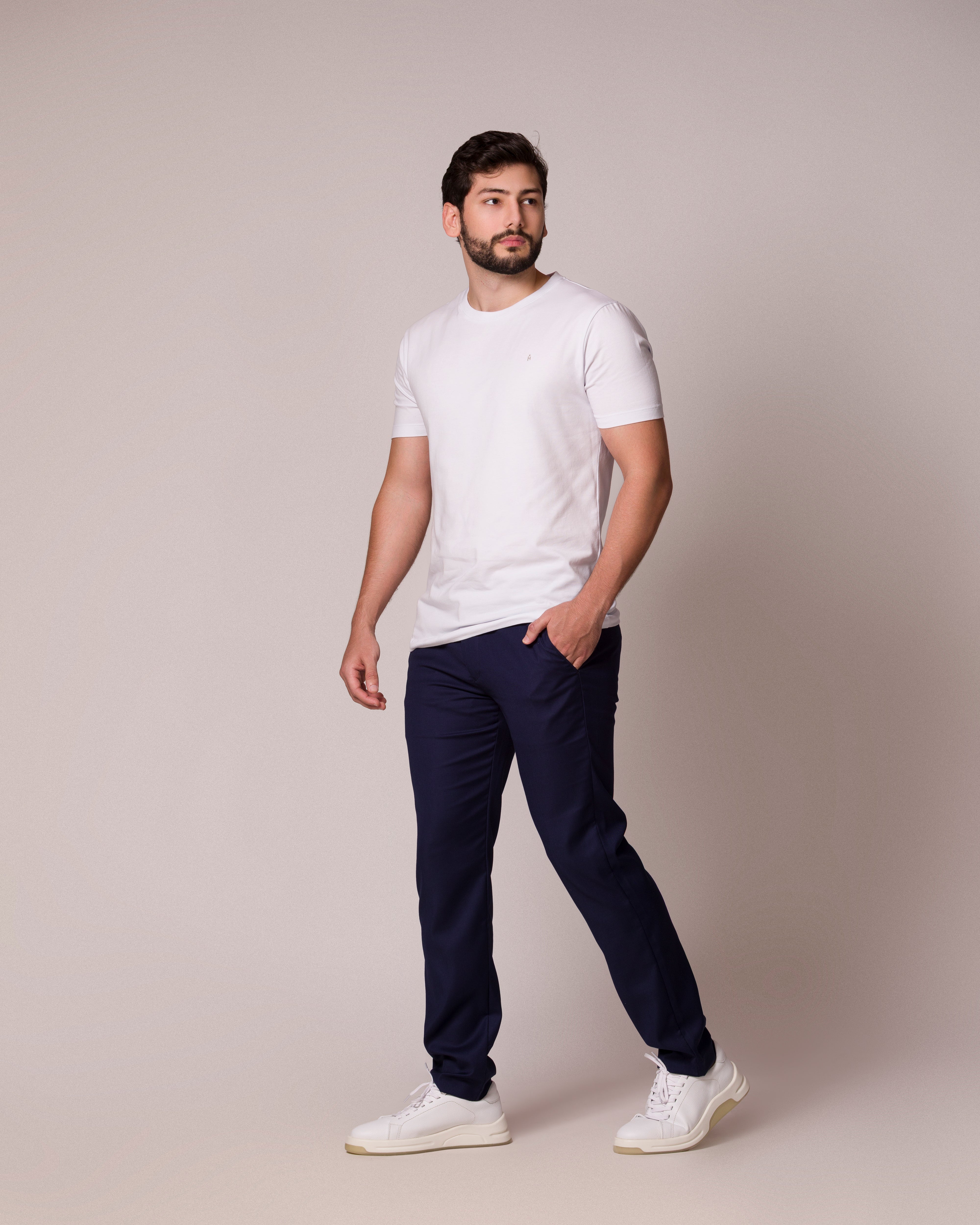 CAMISETA BÁSICA PONTO H BRANCO