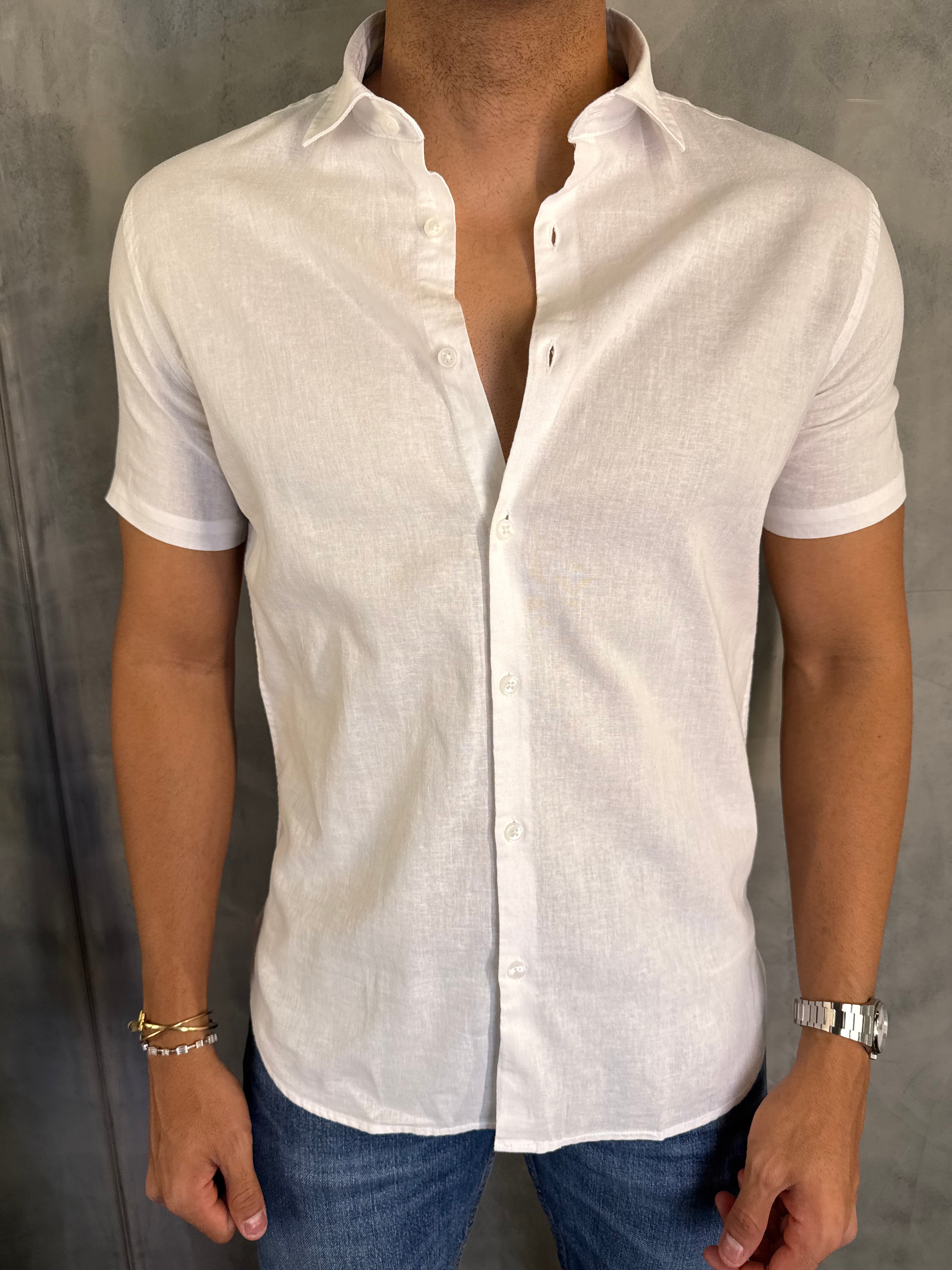 CAMISA M/C LINHO PONTO H BRANCO