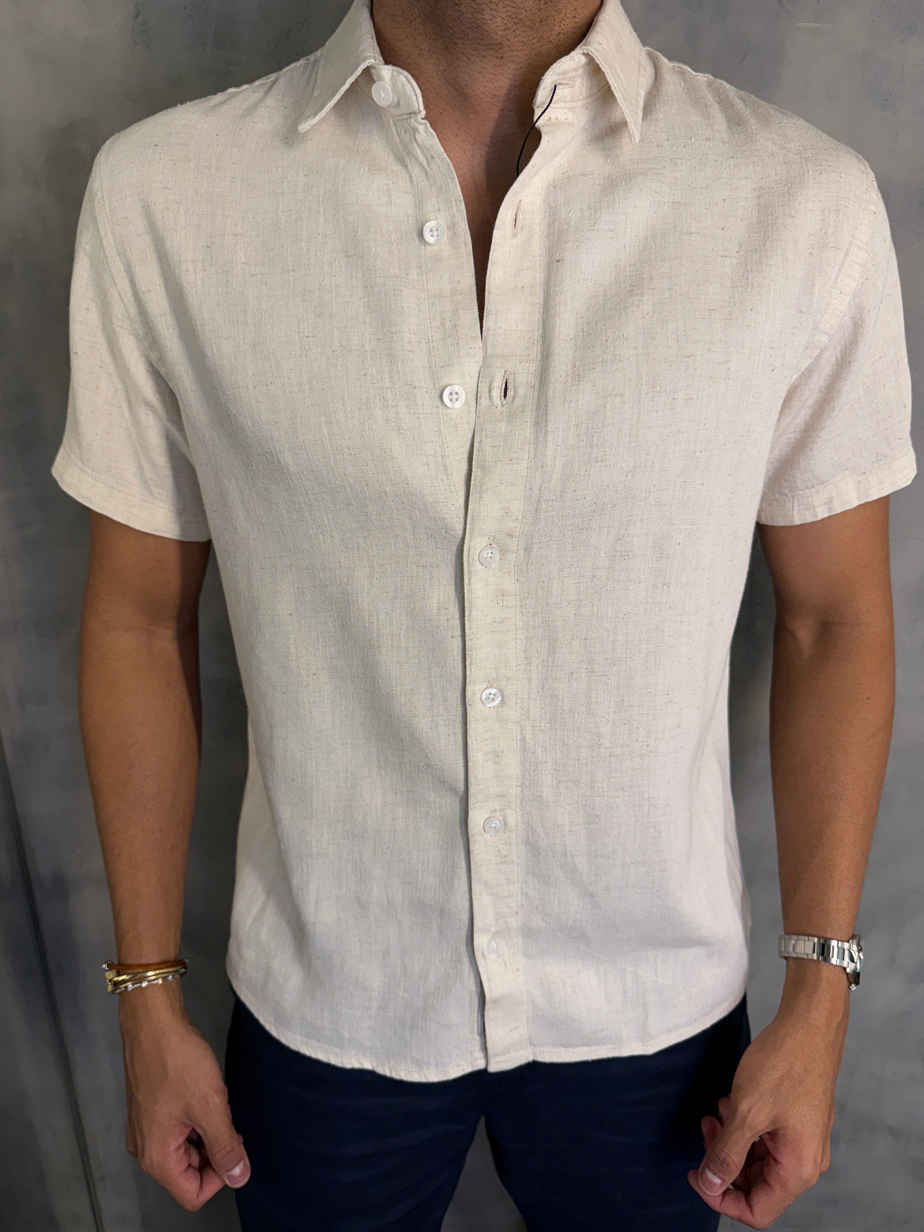 CAMISA M/C CASUAL LIOCEL LINHO KINGEJOE NATURAL