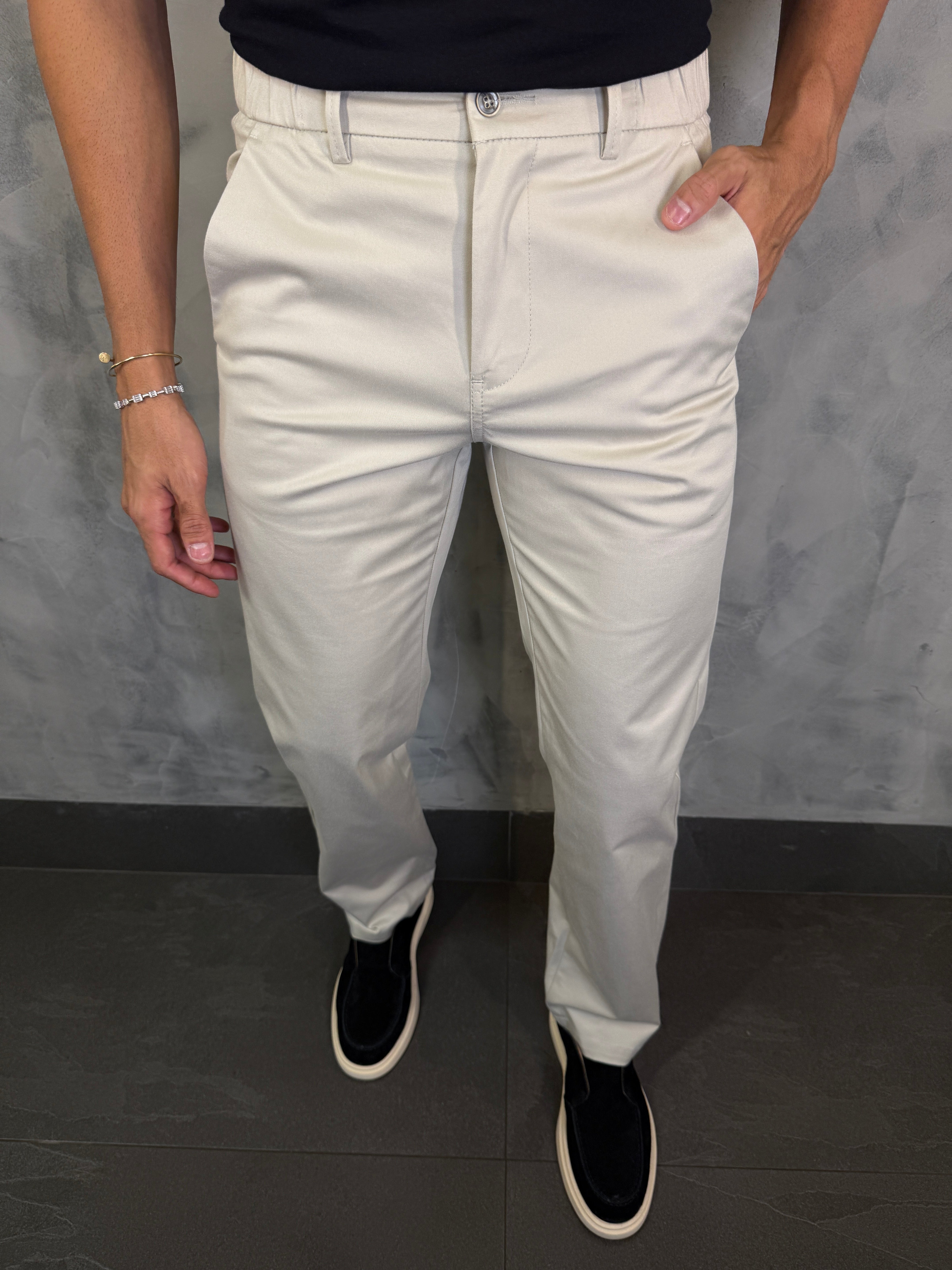 CALÇA SARJA CASUAL STRETCHC CINTURA ELÁSTICA PONTO H